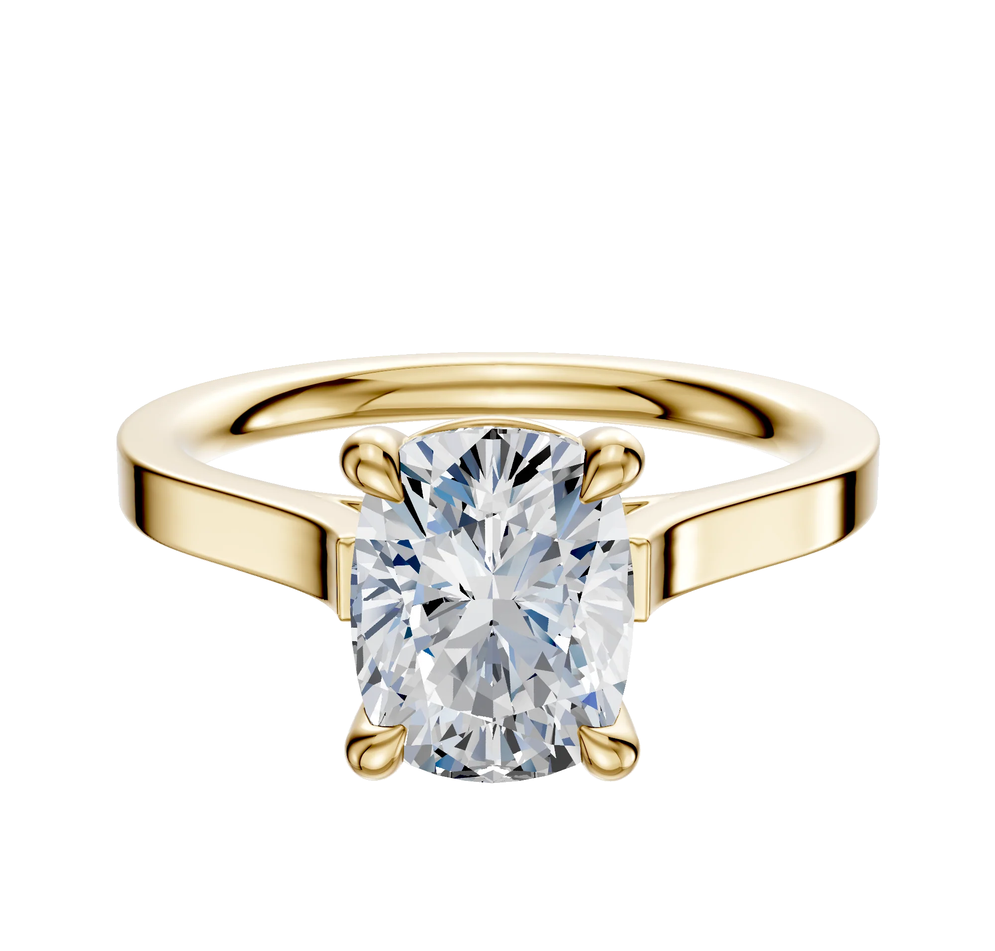 18K Yellow Gold 4 Prong Basket Cathedral Flat 2.0mm Engagement Ring