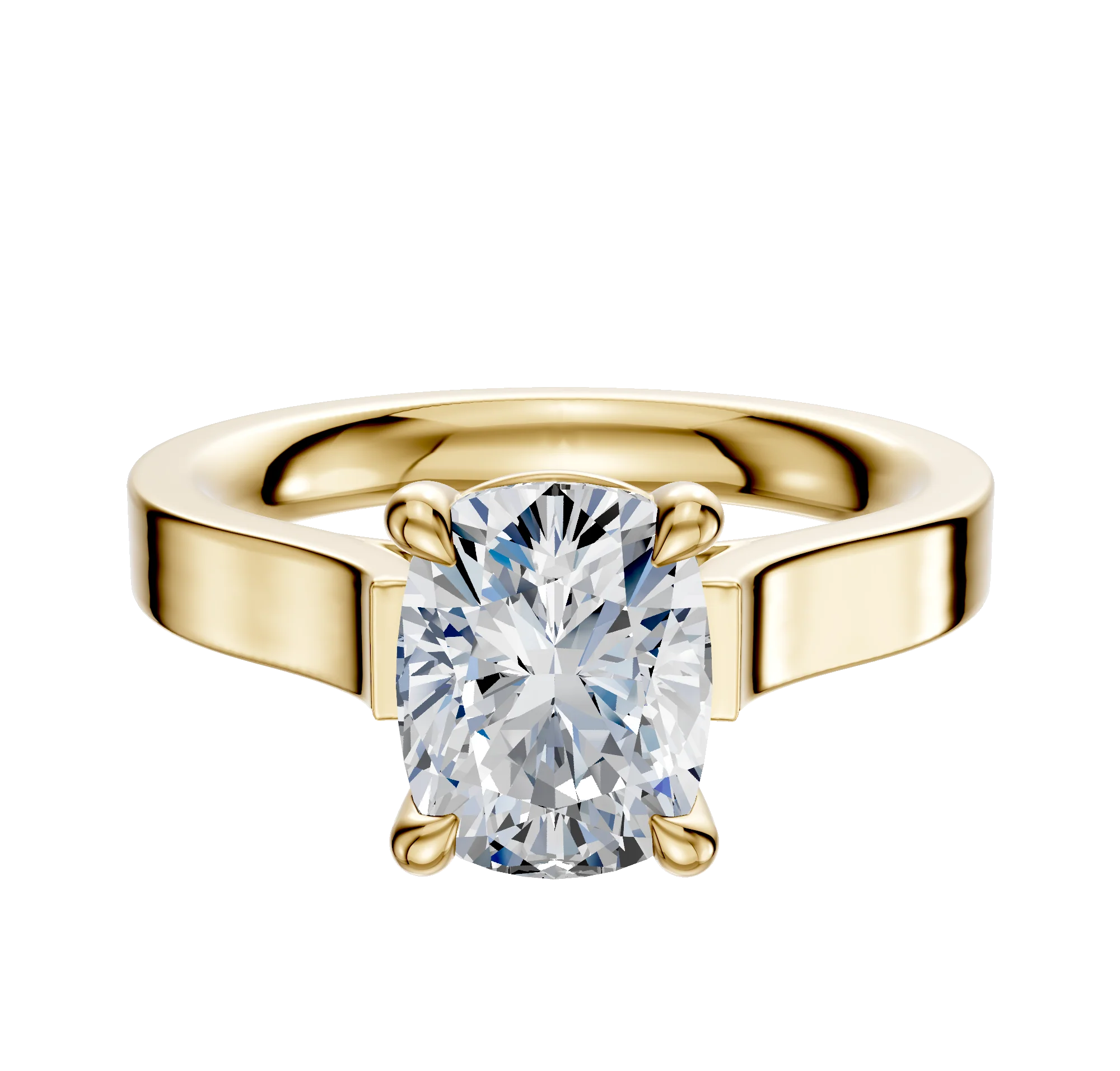 18K Yellow Gold 4 Prong Basket Cathedral Flat 3.0mm Engagement Ring