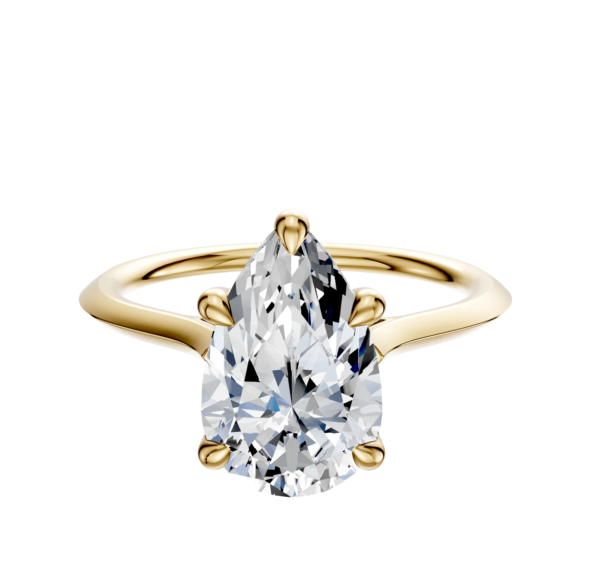 18K Yellow Gold 4 Prong Basket Cathedral Knife Edge 1.5mm Engagement Ring