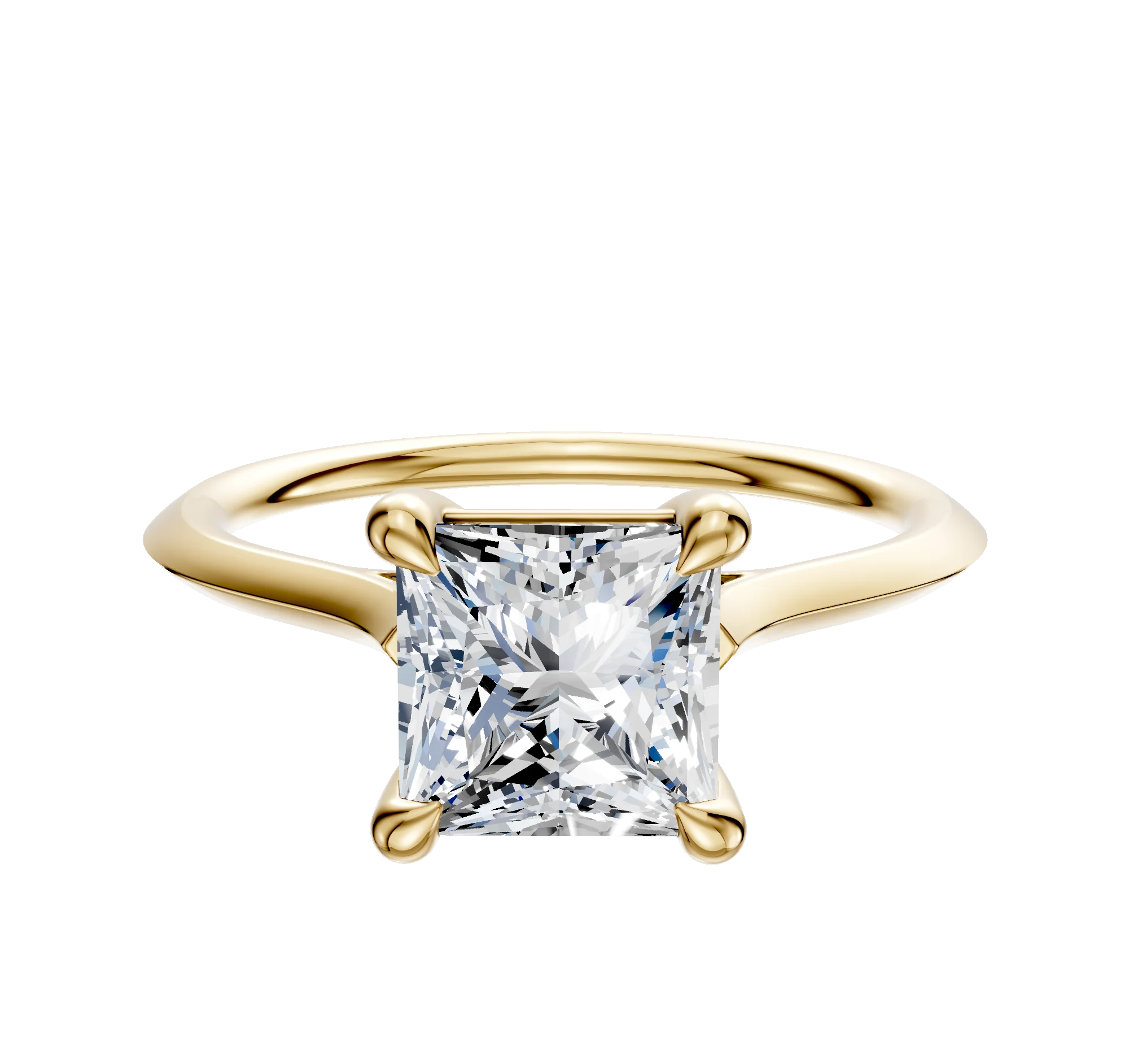 18K Yellow Gold 4 Prong Basket Cathedral Knife Edge 1.5mm Engagement Ring