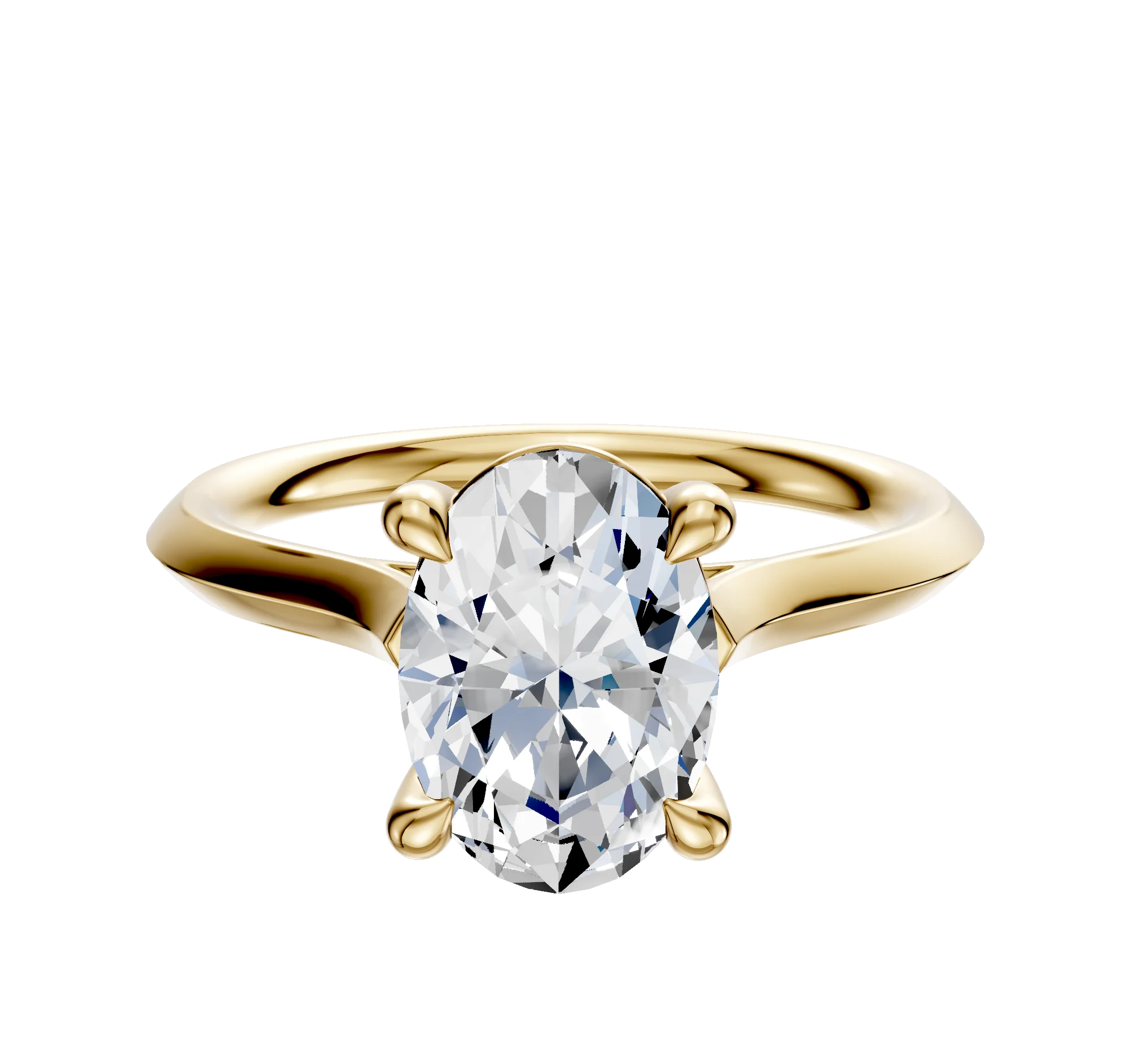 18K Yellow Gold 4 Prong Basket Cathedral Knife Edge 2.0mm Engagement Ring