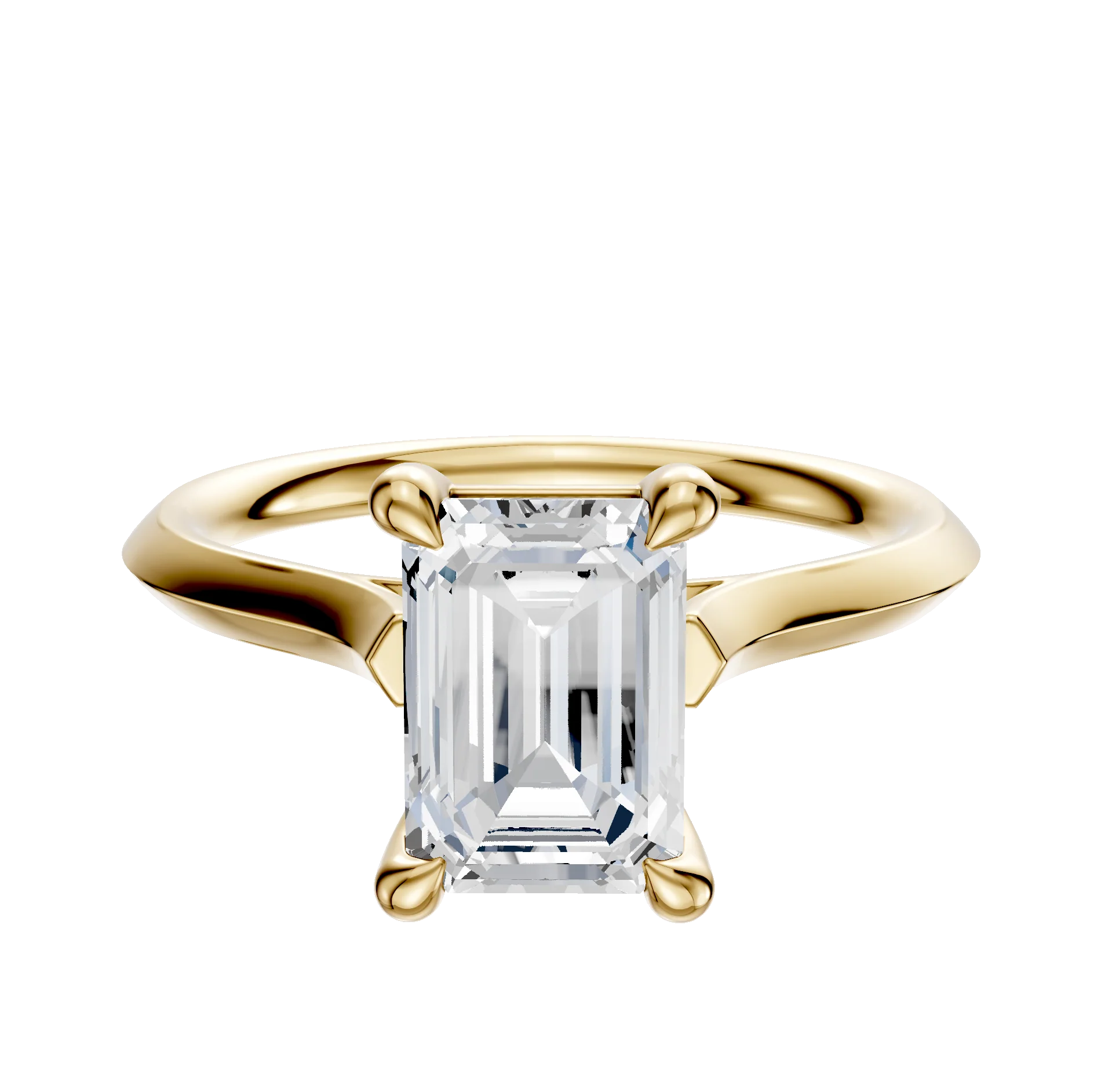 18K Yellow Gold 4 Prong Basket Cathedral Knife Edge 2.0mm Engagement Ring