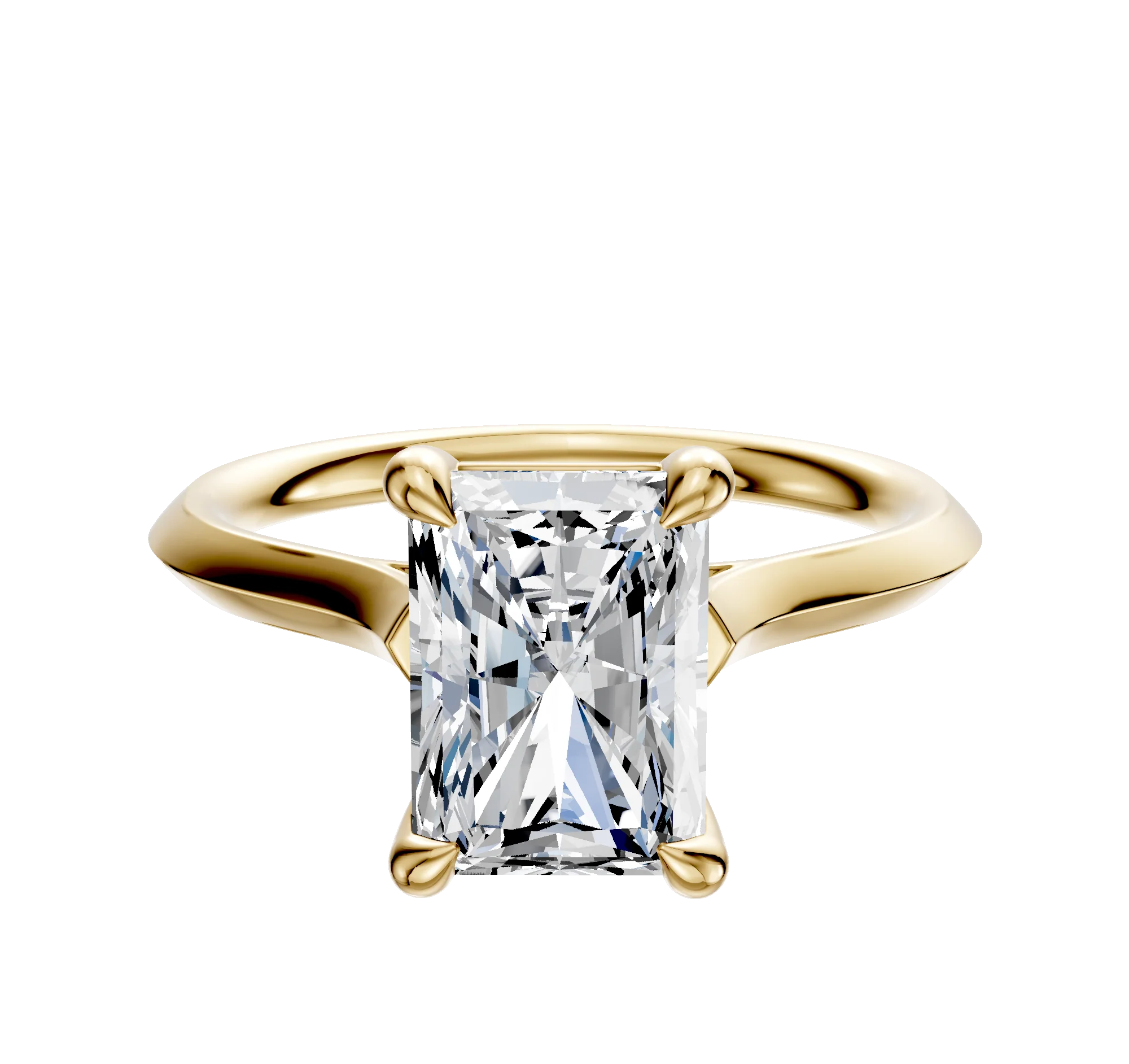 18K Yellow Gold 4 Prong Basket Cathedral Knife Edge 2.0mm Engagement Ring