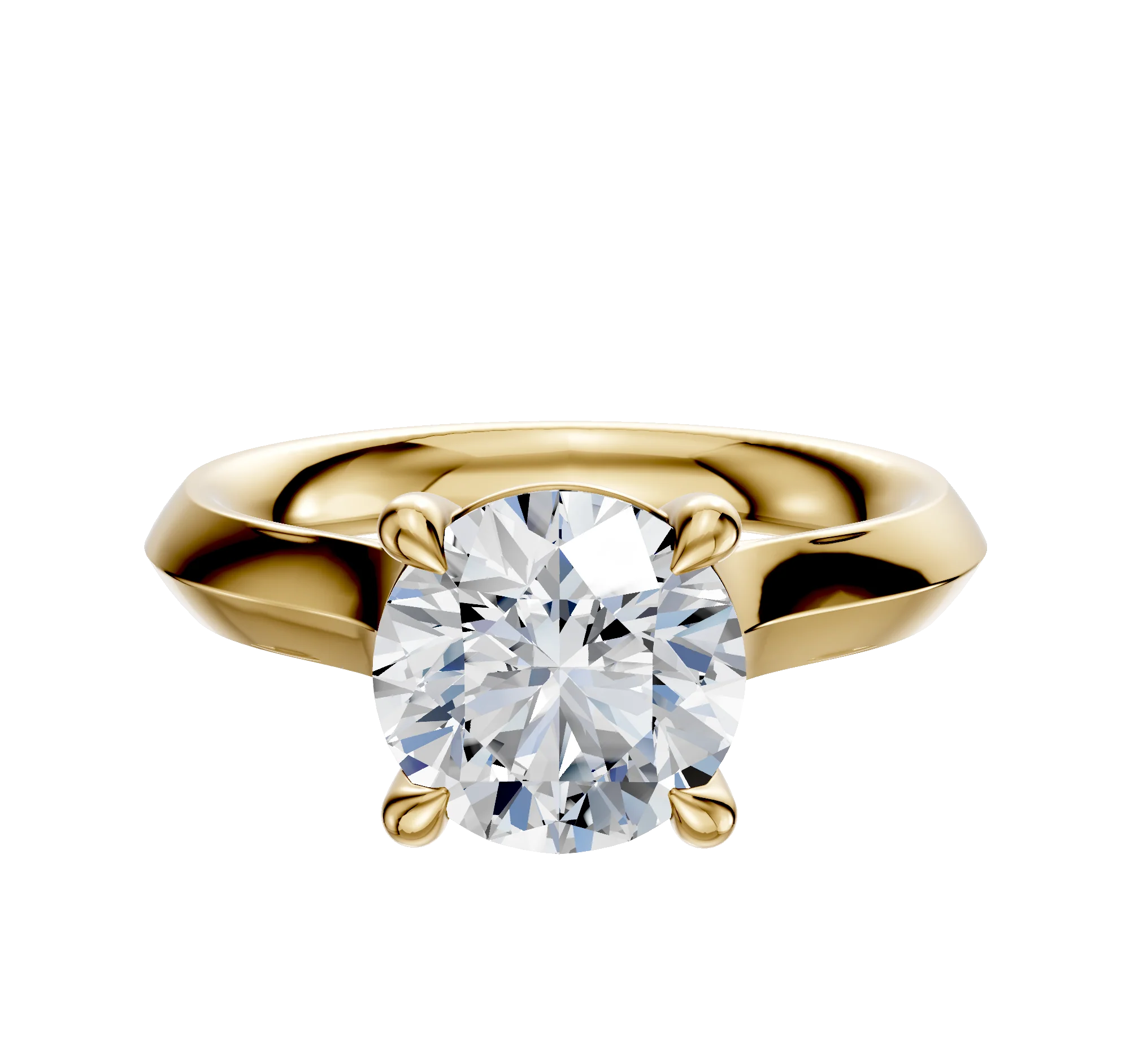 18K Yellow Gold 4 Prong Basket Cathedral Knife Edge 3.0mm Engagement Ring