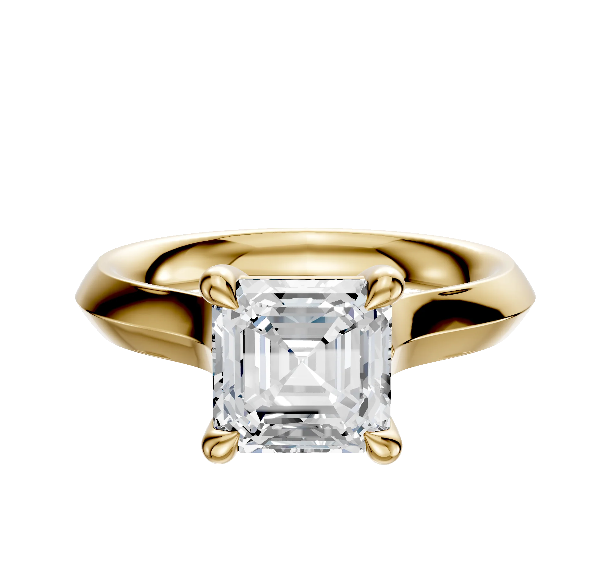 18K Yellow Gold 4 Prong Basket Cathedral Knife Edge 3.0mm Engagement Ring