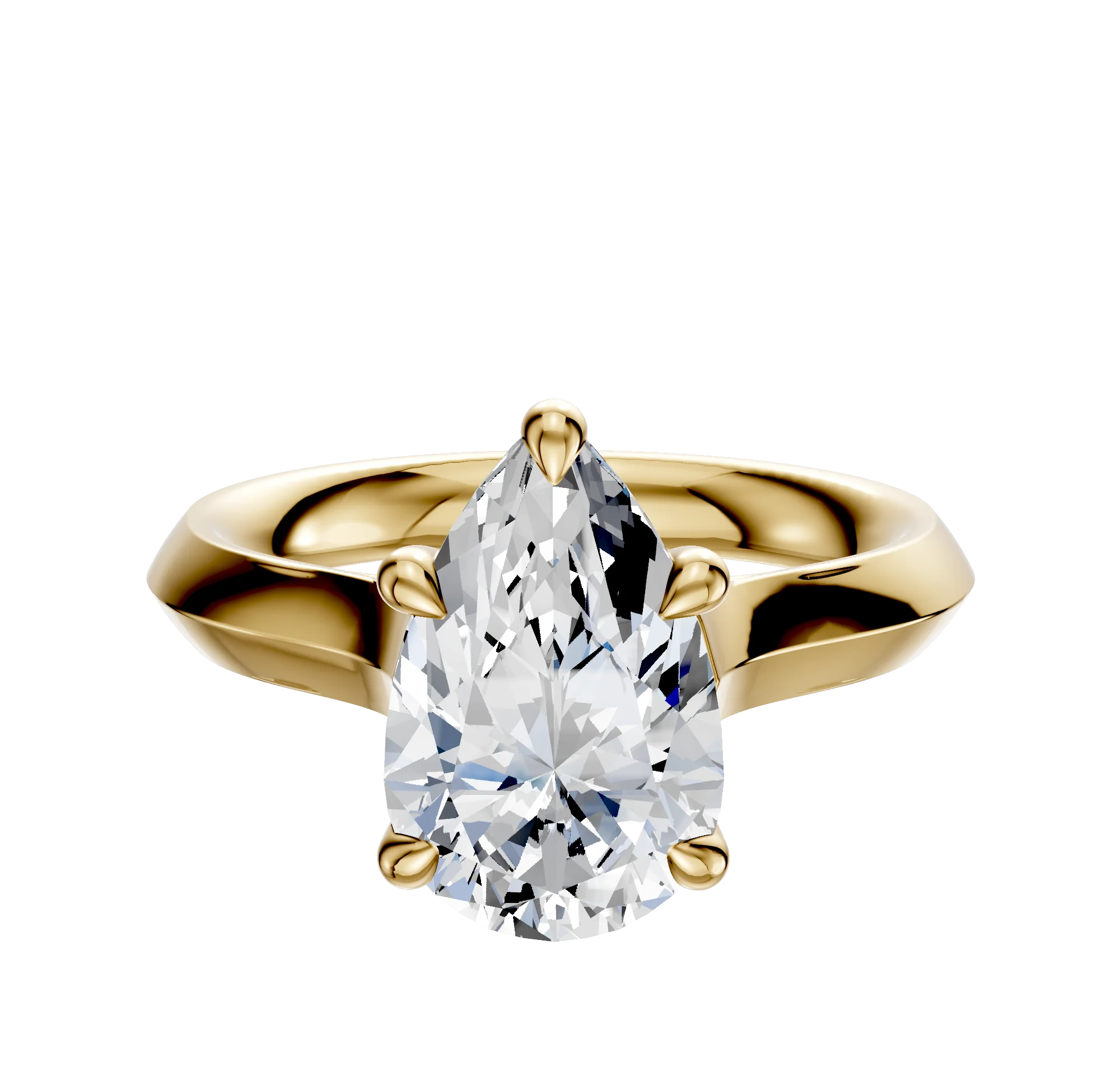 18K Yellow Gold 4 Prong Basket Cathedral Knife Edge 3.0mm Engagement Ring