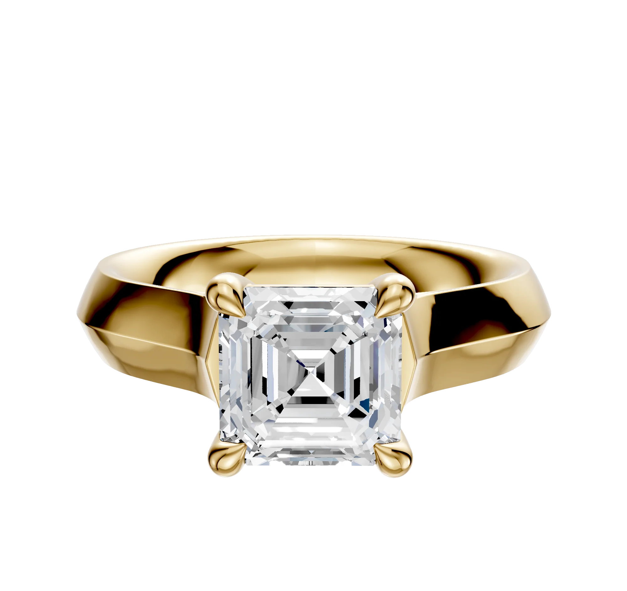 18K Yellow Gold 4 Prong Basket Cathedral Knife Edge 4.0mm Engagement Ring