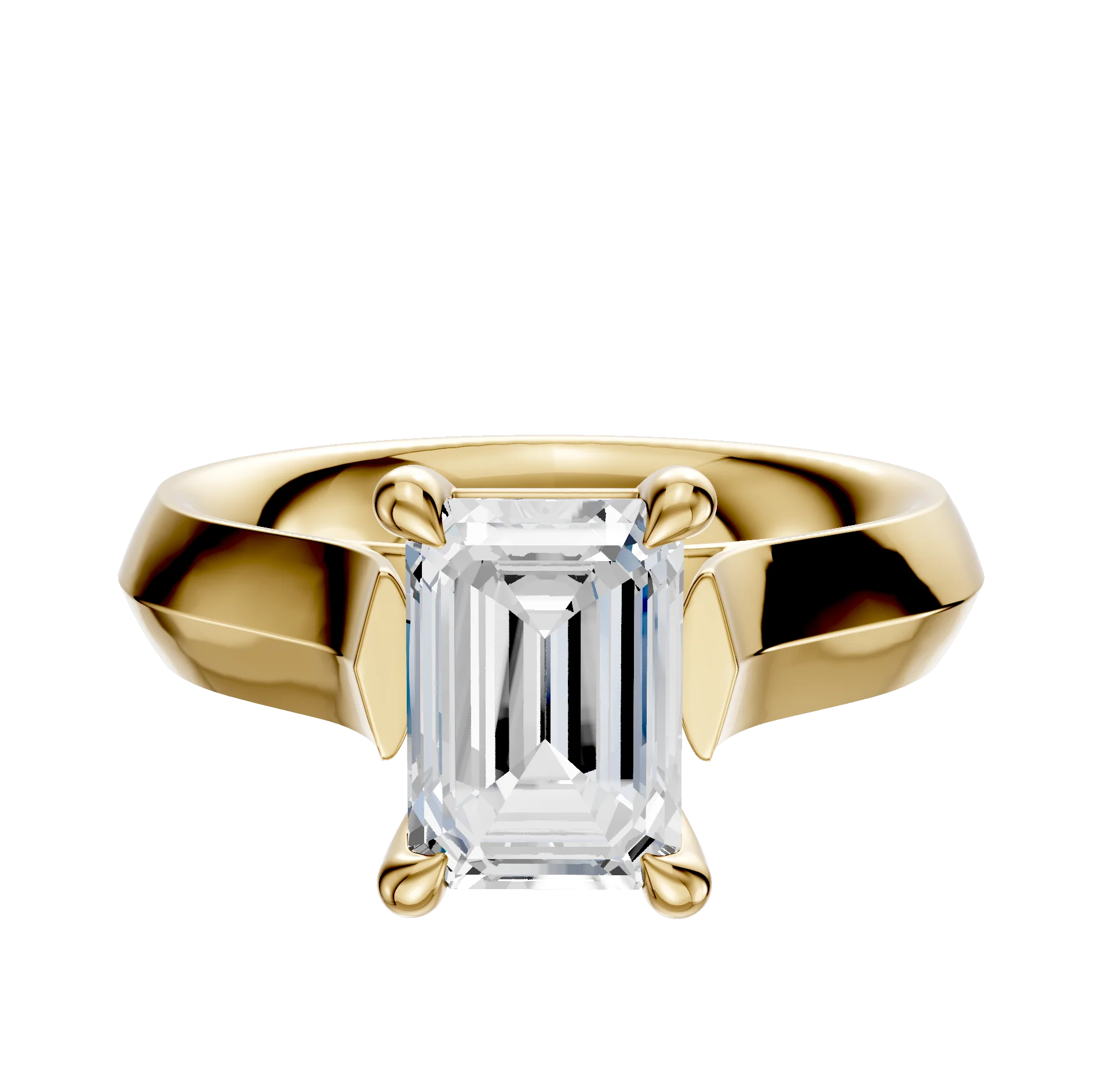 18K Yellow Gold 4 Prong Basket Cathedral Knife Edge 4.0mm Engagement Ring