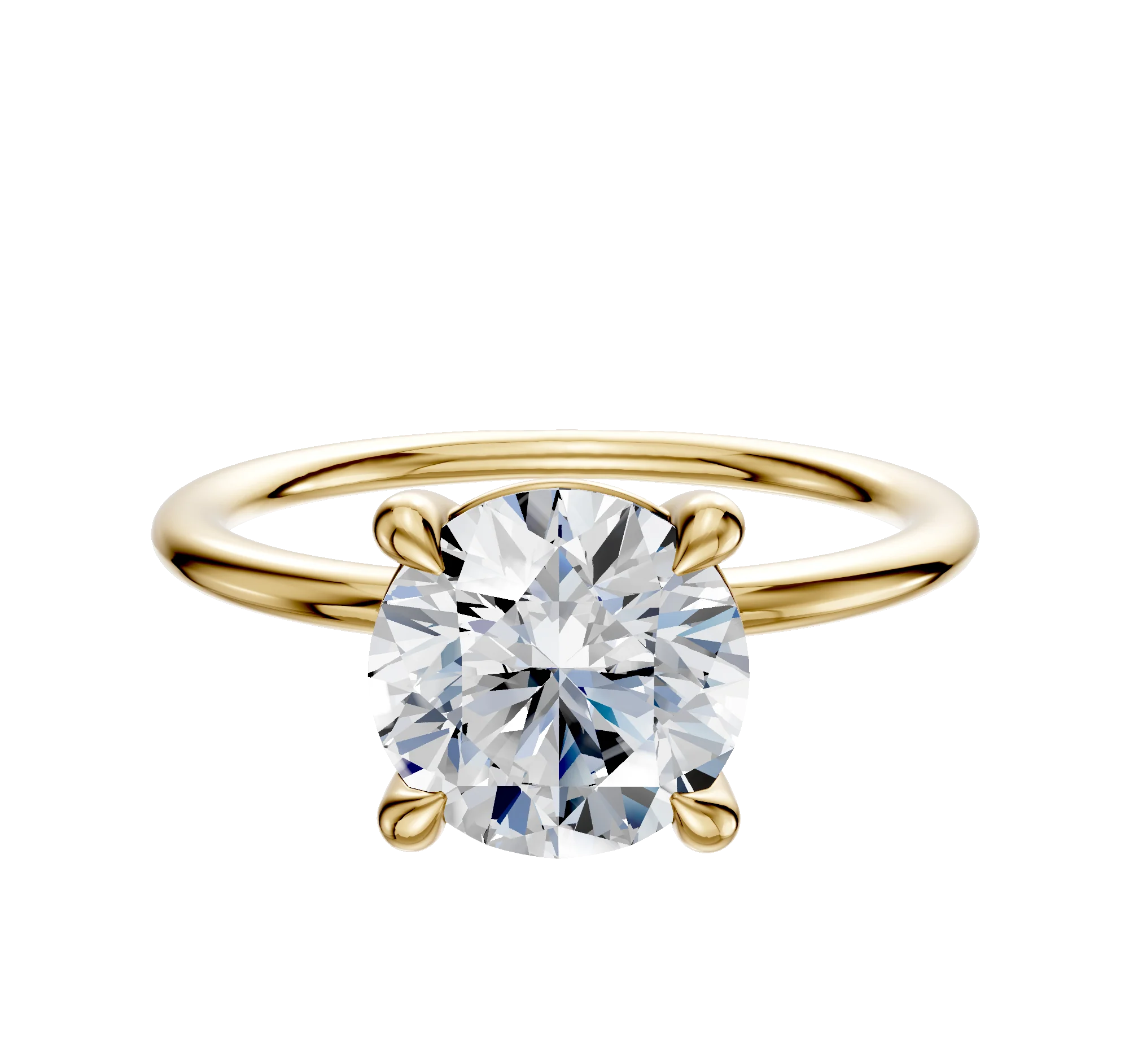18K Yellow Gold 4 Prong Basket Classic Dome 1.5mm Engagement Ring