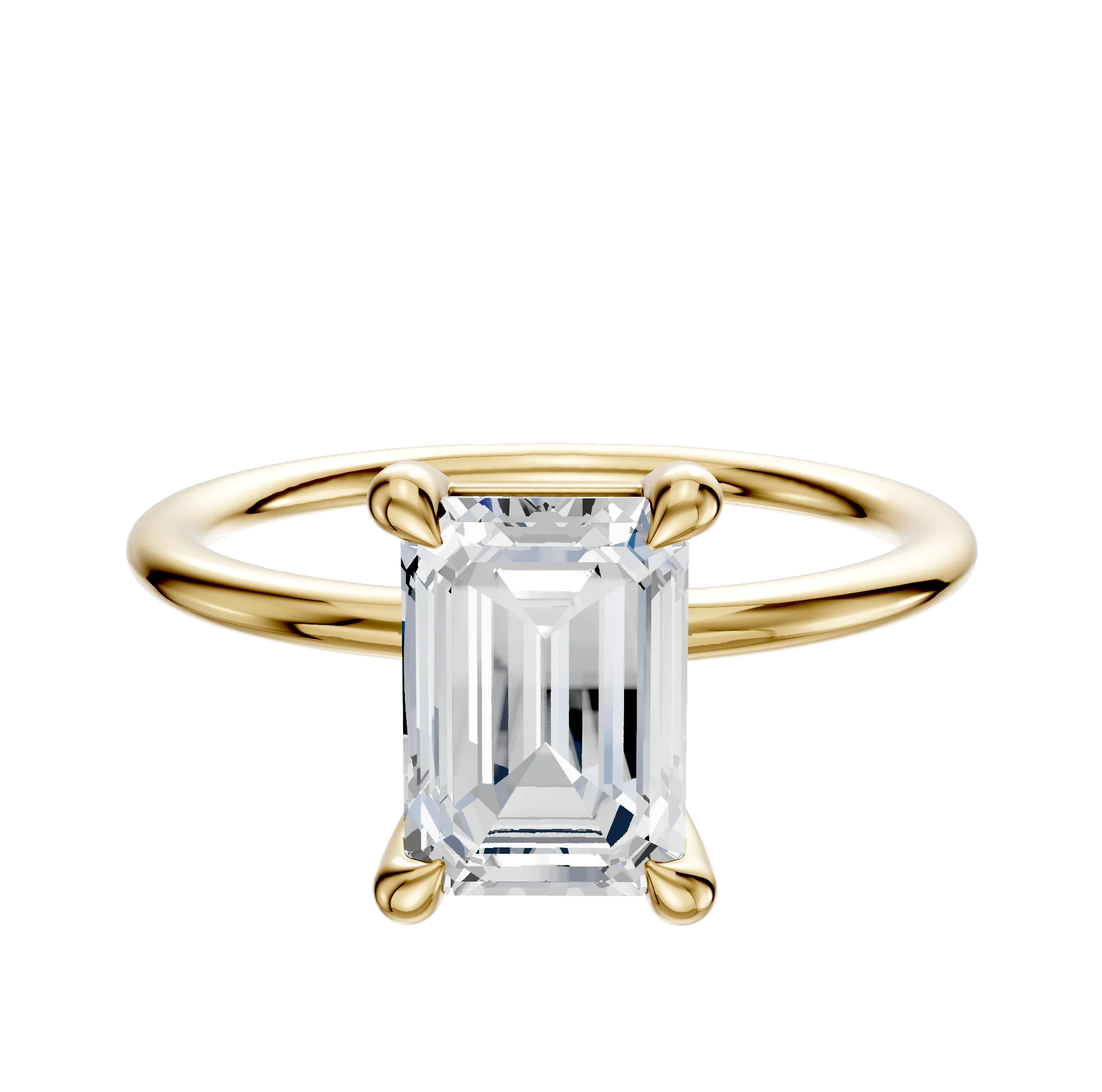 18K Yellow Gold 4 Prong Basket Classic Dome 1.5mm Engagement Ring