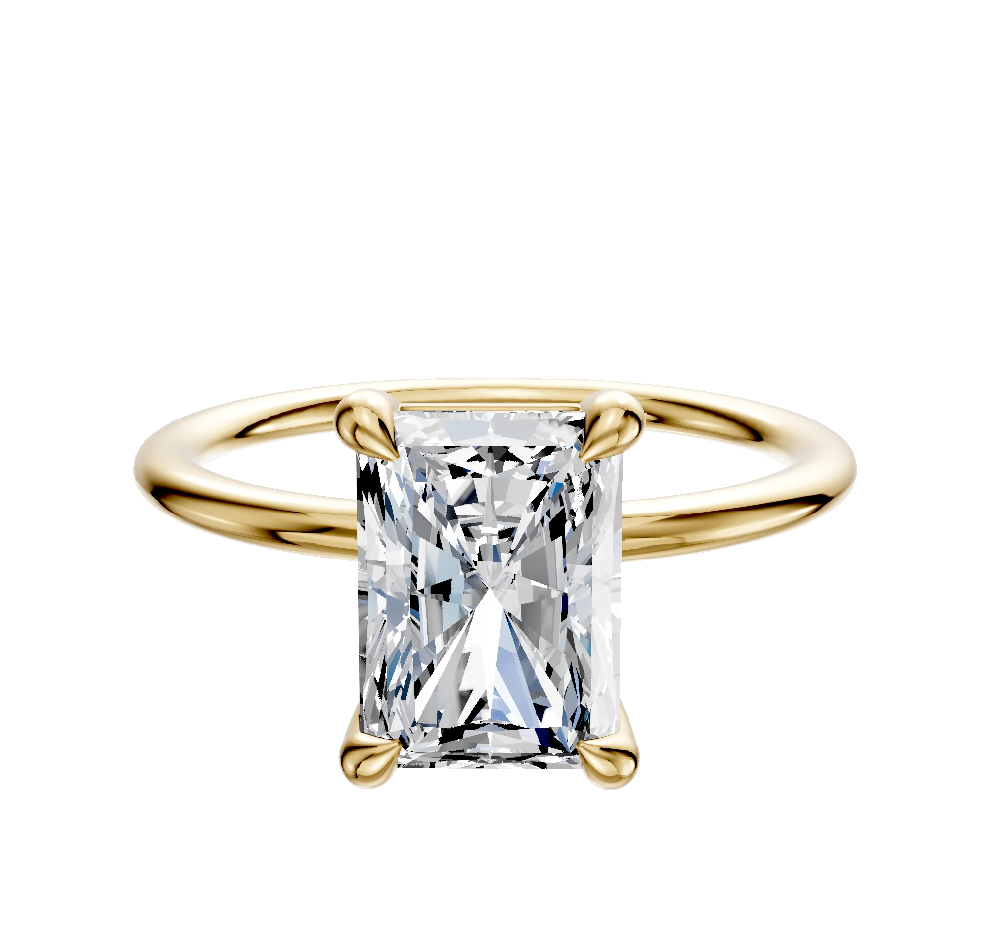 18K Yellow Gold 4 Prong Basket Classic Dome 1.5mm Engagement Ring