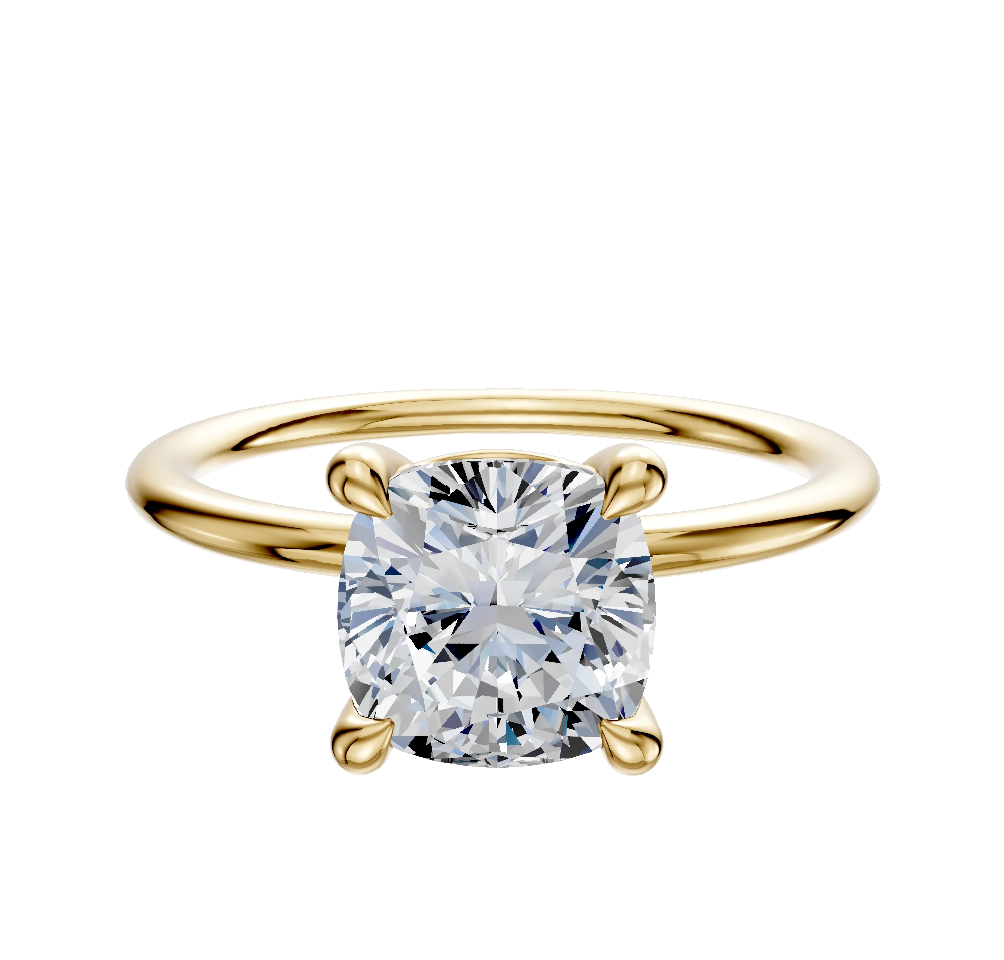 18K Yellow Gold 4 Prong Basket Classic Dome 1.5mm Engagement Ring
