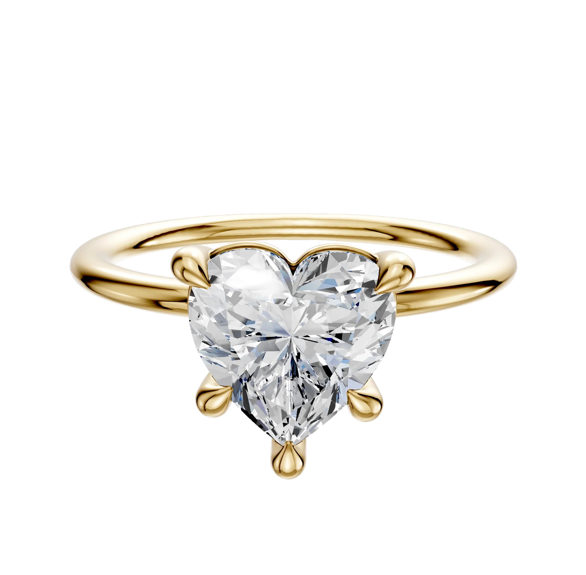 18K Yellow Gold 4 Prong Basket Classic Dome 1.5mm Engagement Ring