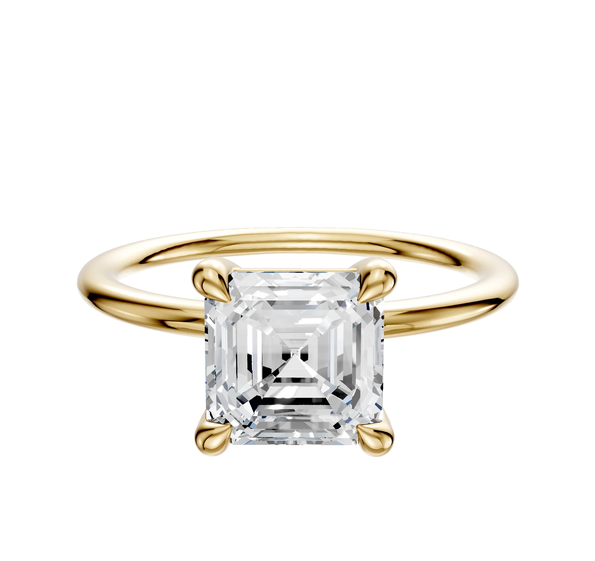 18K Yellow Gold 4 Prong Basket Classic Dome 1.5mm Engagement Ring