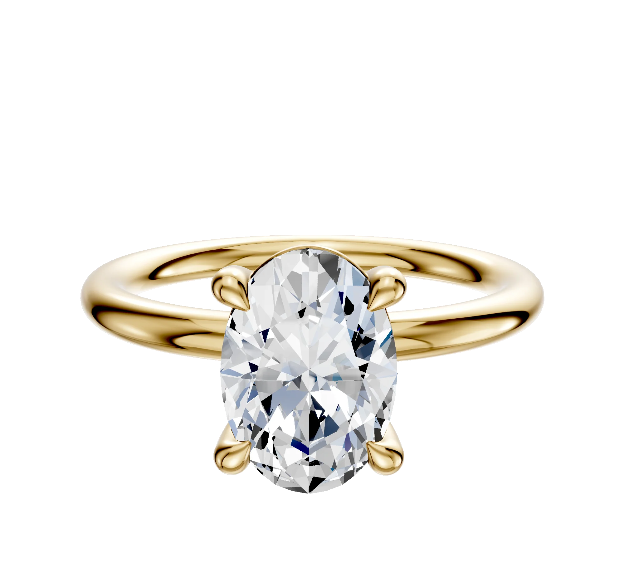 18K Yellow Gold 4 Prong Basket Classic Dome 2.0mm Engagement Ring