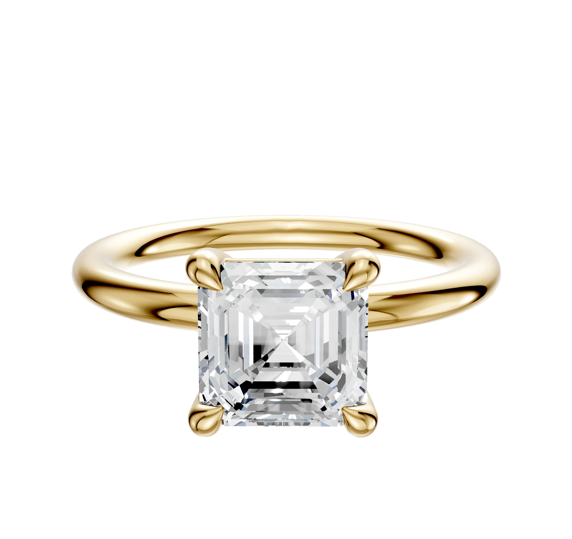 18K Yellow Gold 4 Prong Basket Classic Dome 2.0mm Engagement Ring