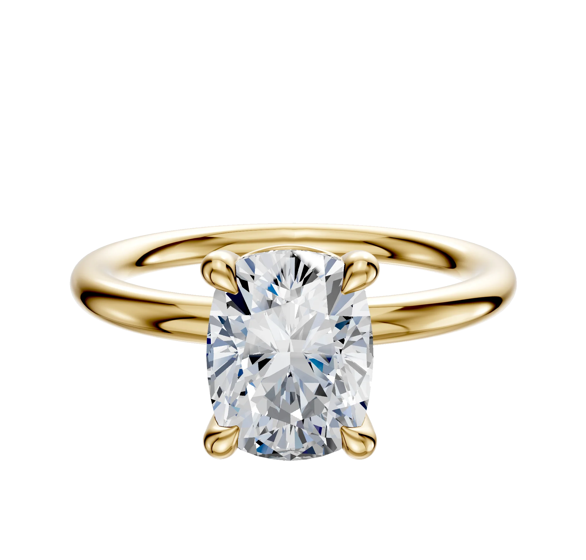 18K Yellow Gold 4 Prong Basket Classic Dome 2.0mm Engagement Ring