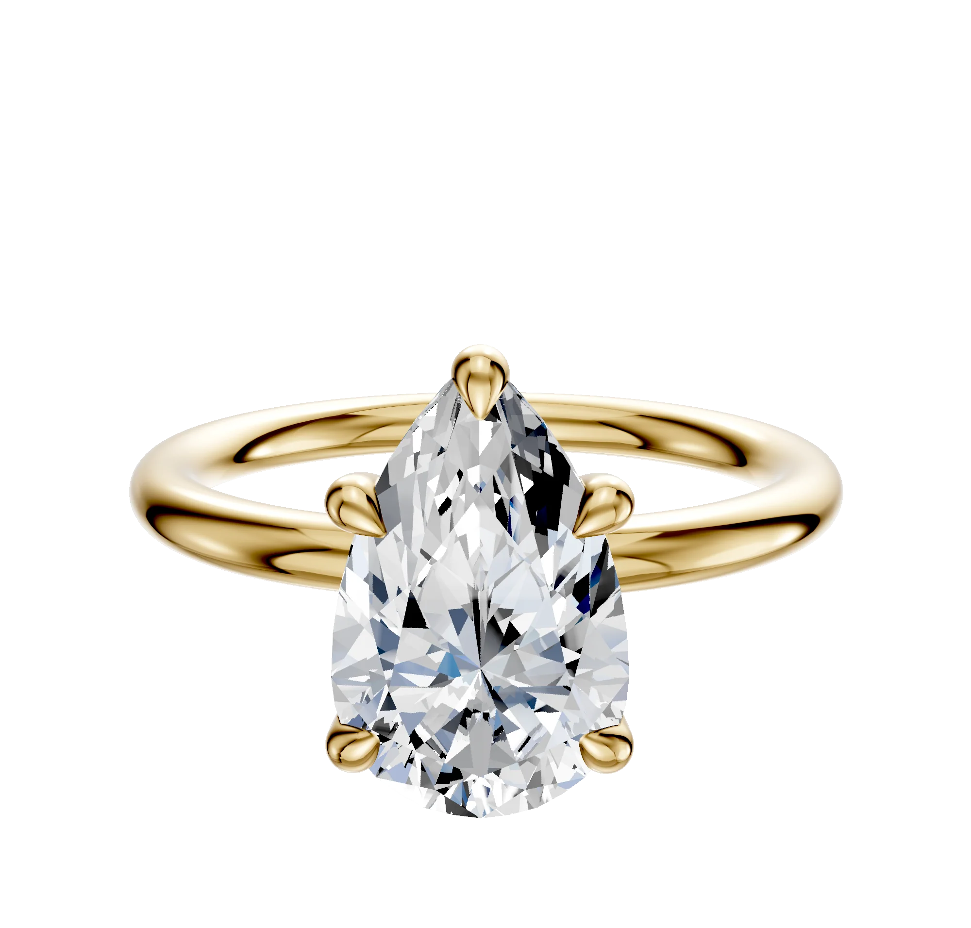 18K Yellow Gold 4 Prong Basket Classic Dome 2.0mm Engagement Ring
