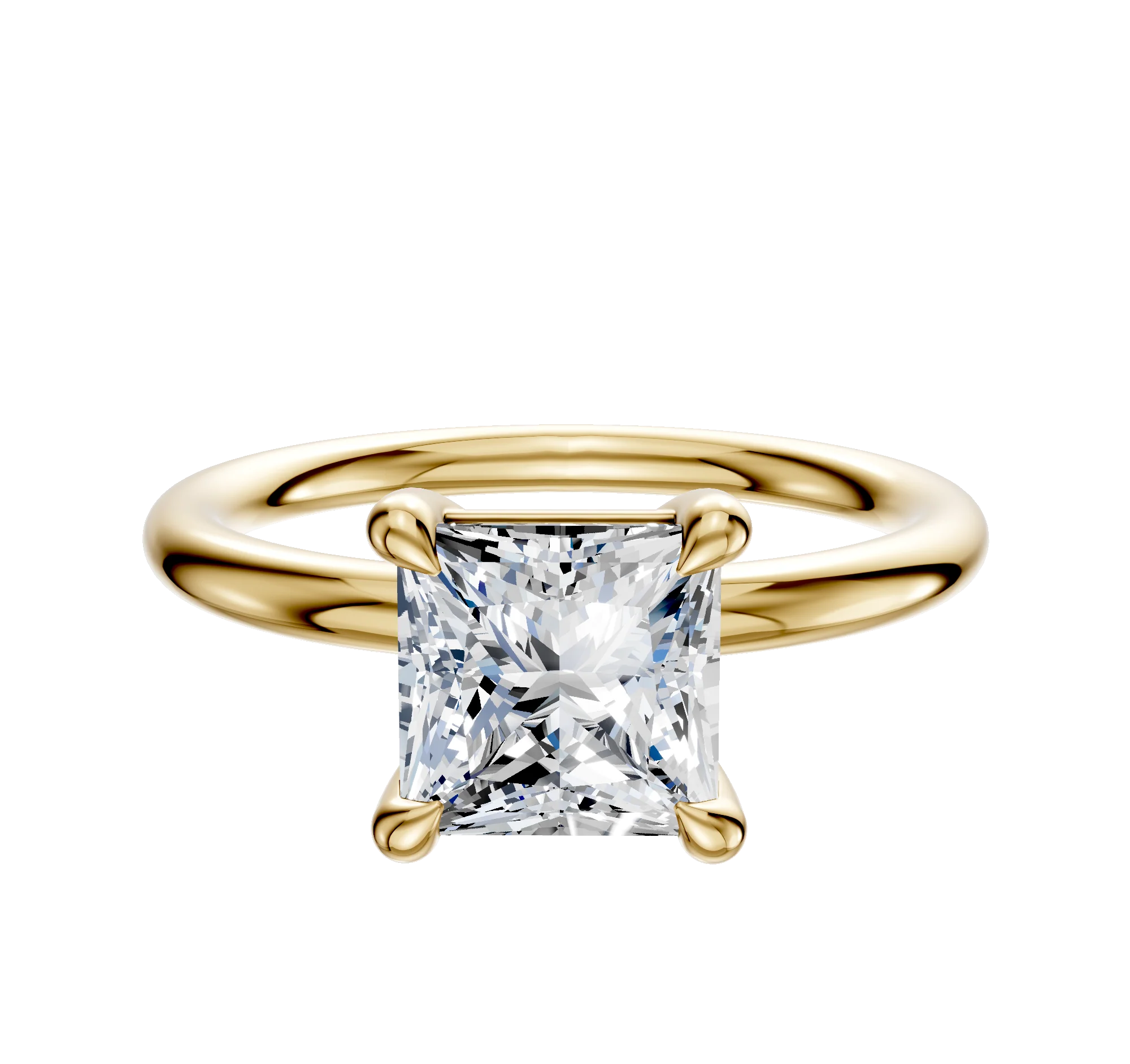 18K Yellow Gold 4 Prong Basket Classic Dome 2.0mm Engagement Ring