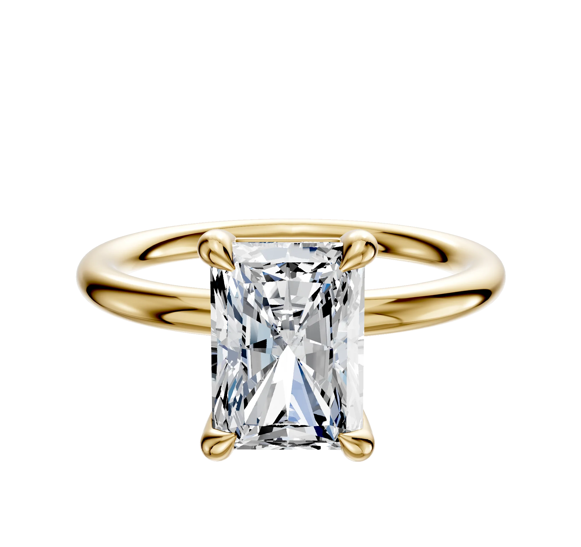 18K Yellow Gold 4 Prong Basket Classic Dome 2.0mm Engagement Ring
