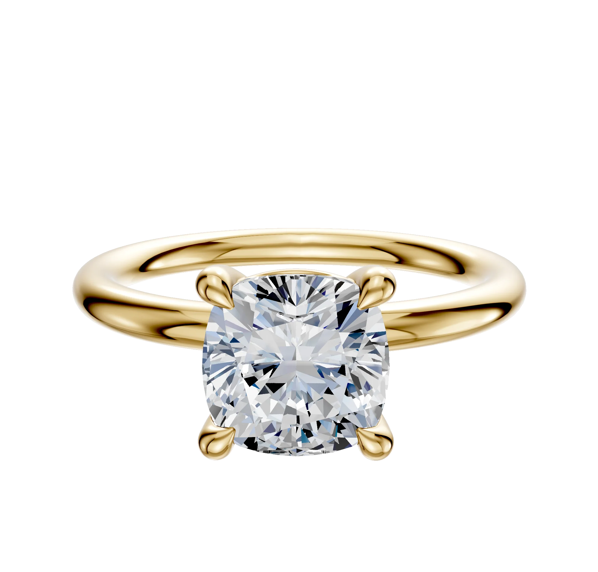 18K Yellow Gold 4 Prong Basket Classic Dome 2.0mm Engagement Ring