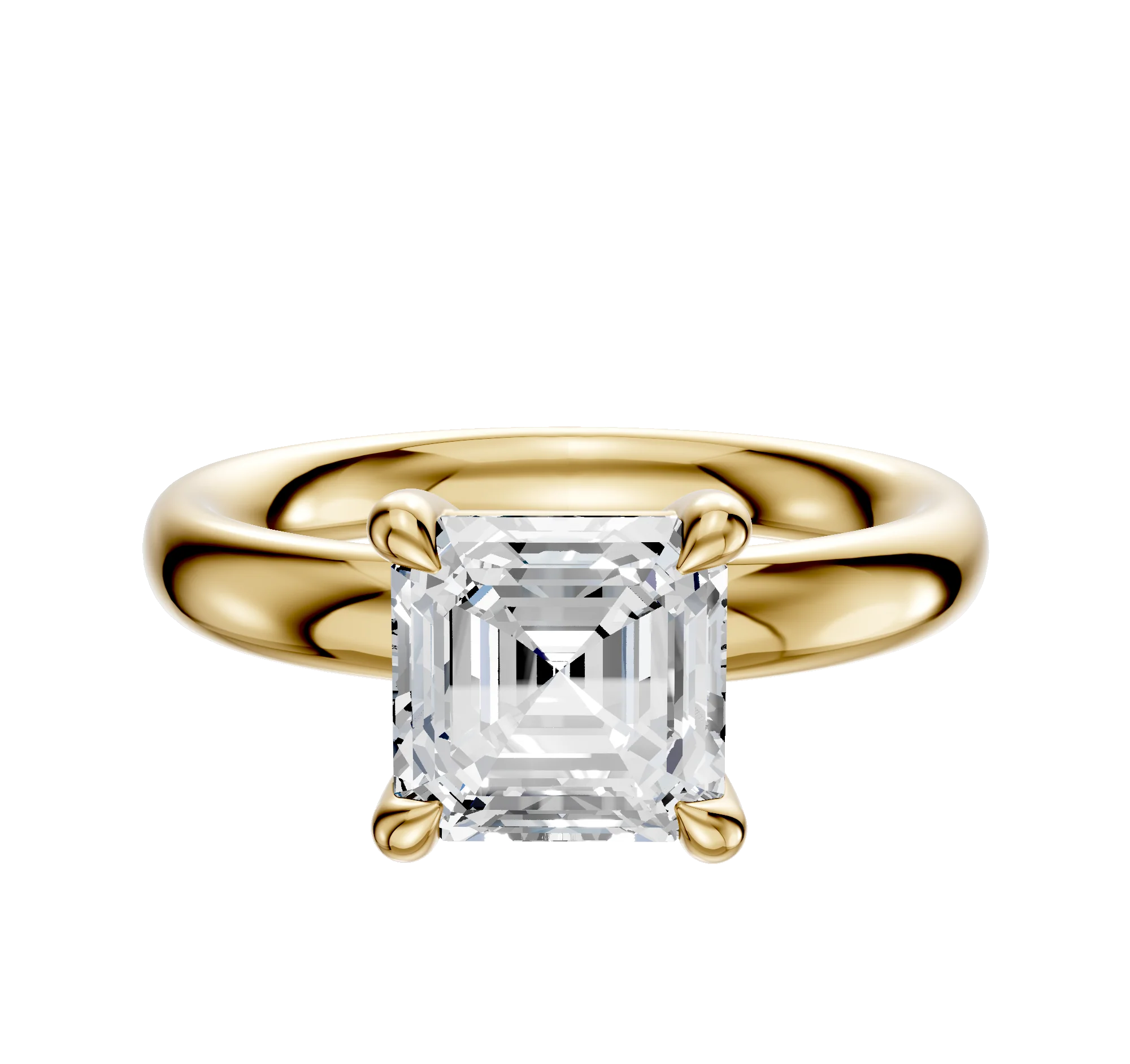 18K Yellow Gold 4 Prong Basket Classic Dome 3.0mm Engagement Ring