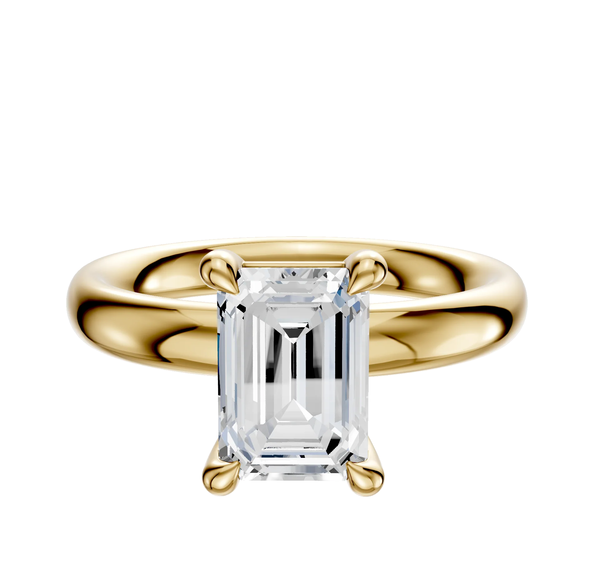 18K Yellow Gold 4 Prong Basket Classic Dome 3.0mm Engagement Ring