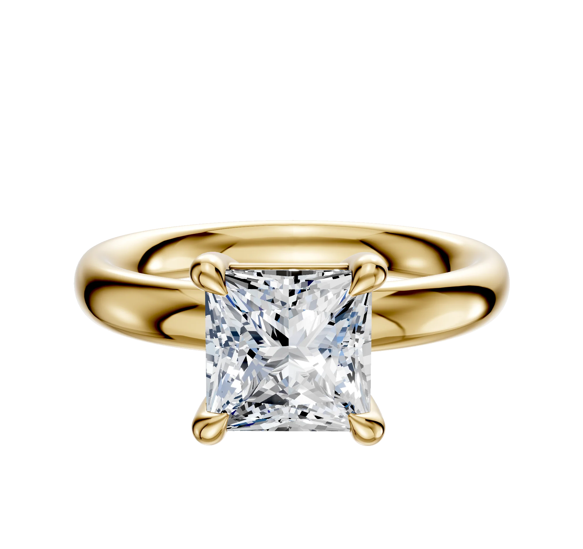 18K Yellow Gold 4 Prong Basket Classic Dome 3.0mm Engagement Ring