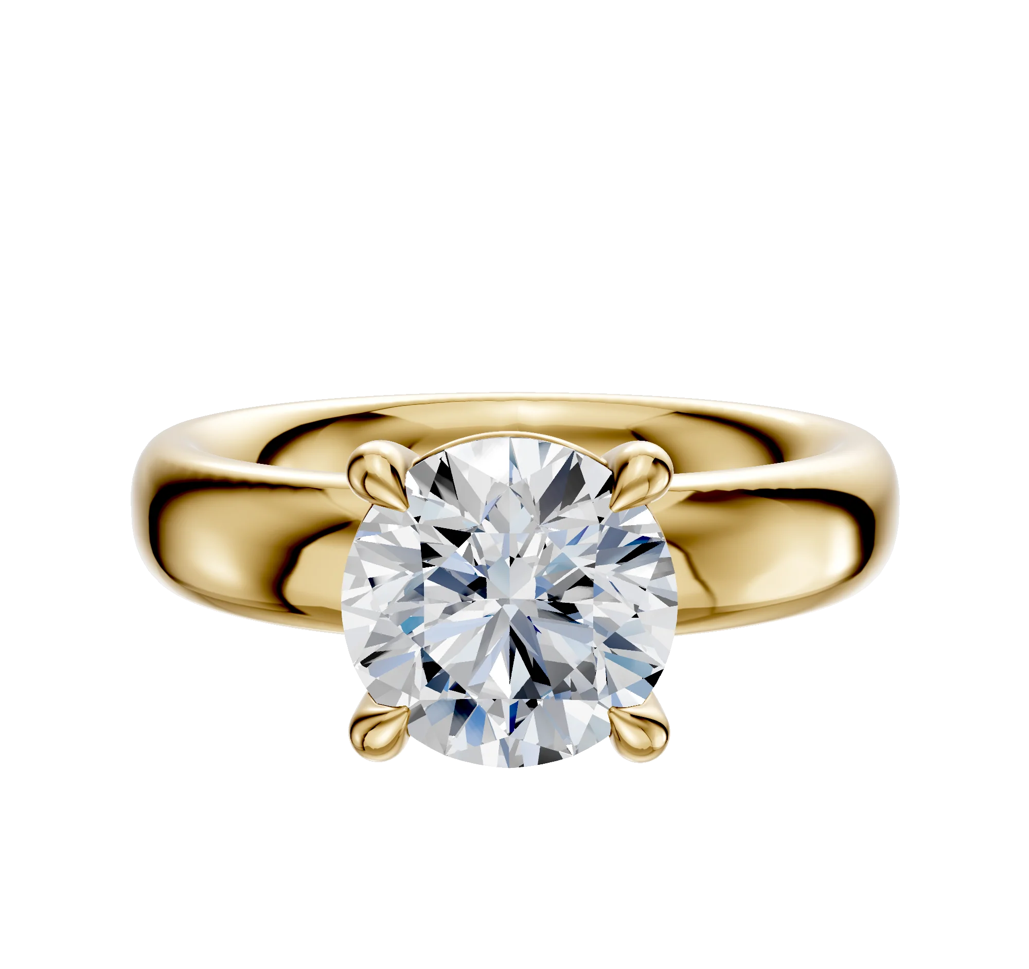 18K Yellow Gold 4 Prong Basket Classic Dome 4.0mm Engagement Ring