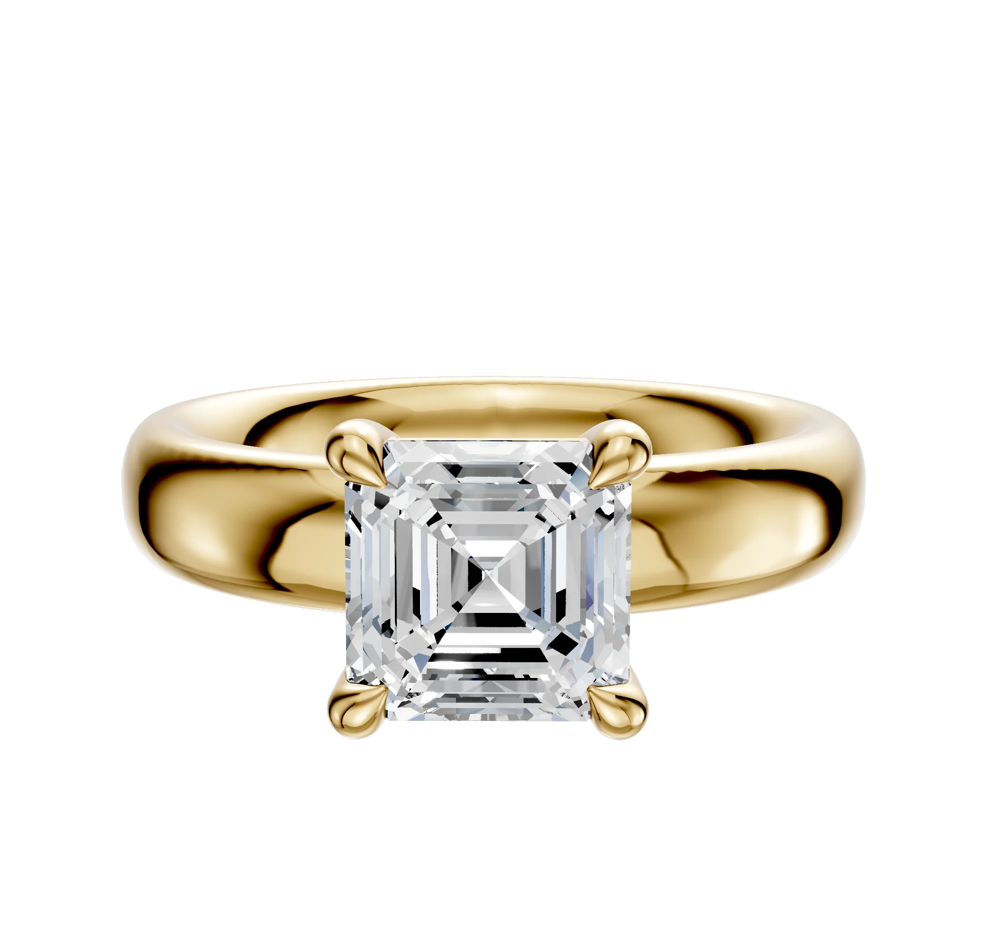 18K Yellow Gold 4 Prong Basket Classic Dome 4.0mm Engagement Ring