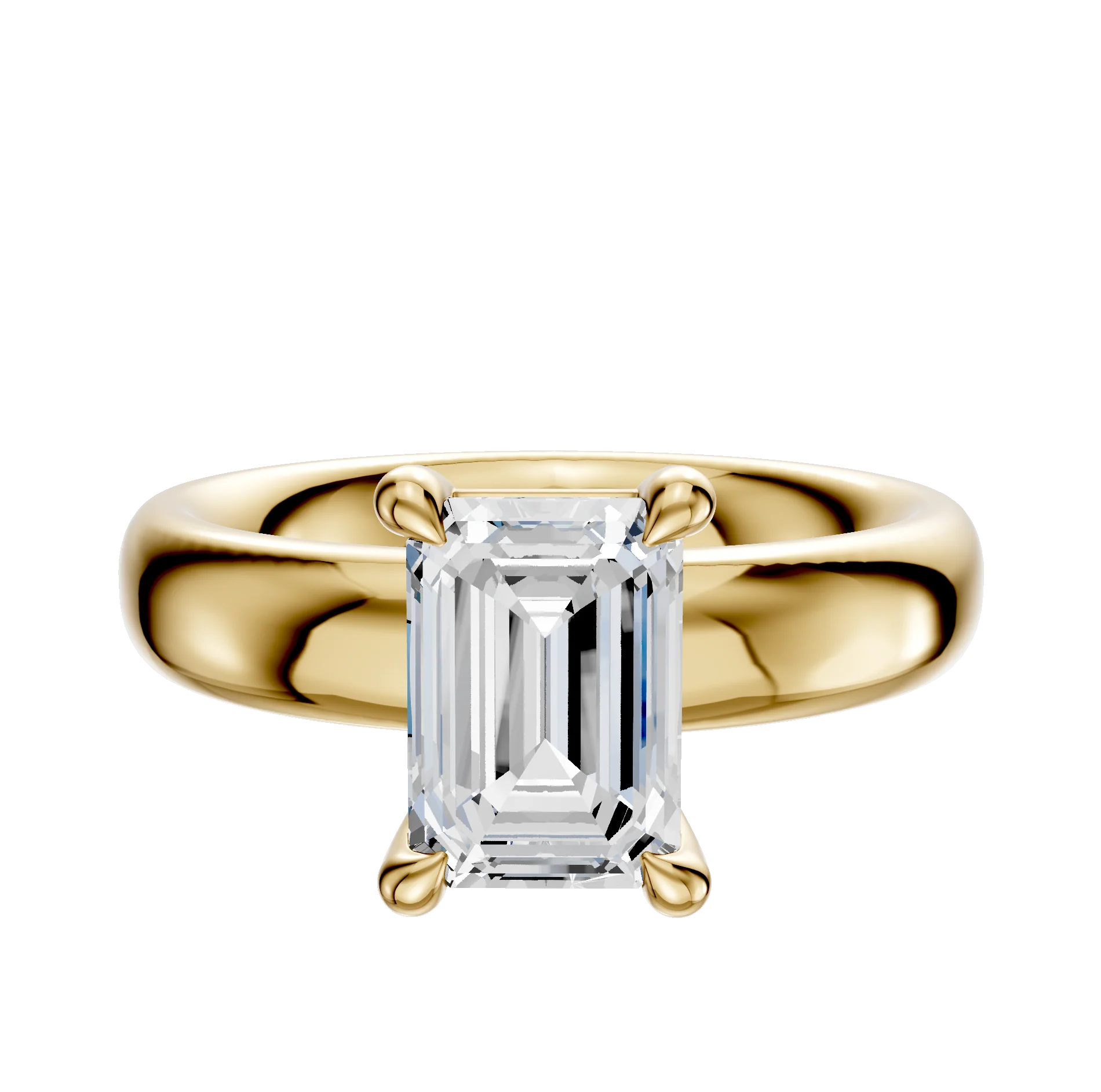 18K Yellow Gold 4 Prong Basket Classic Dome 4.0mm Engagement Ring