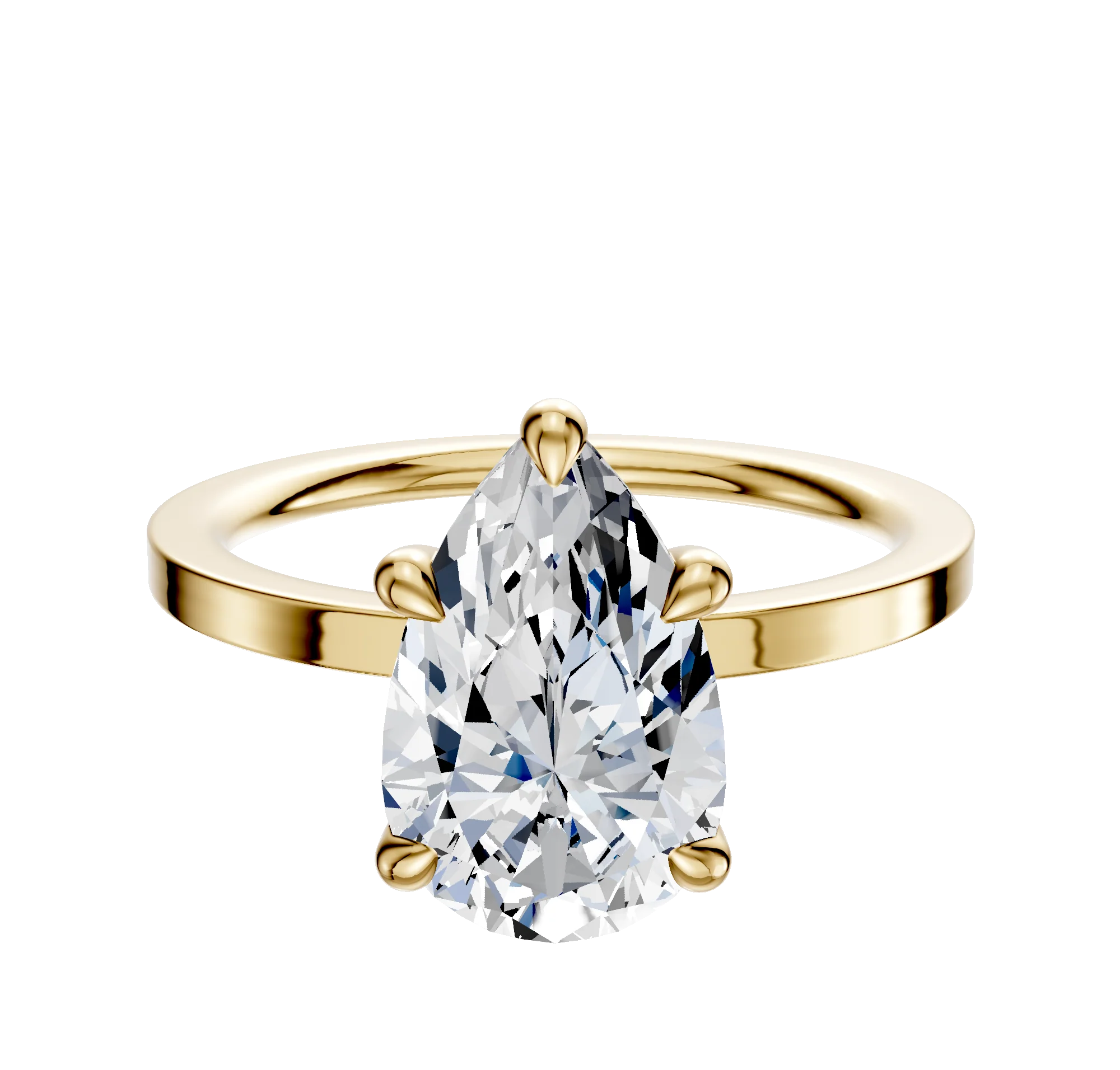 18K Yellow Gold 4 Prong Basket Classic Flat 1.5mm Engagement Ring