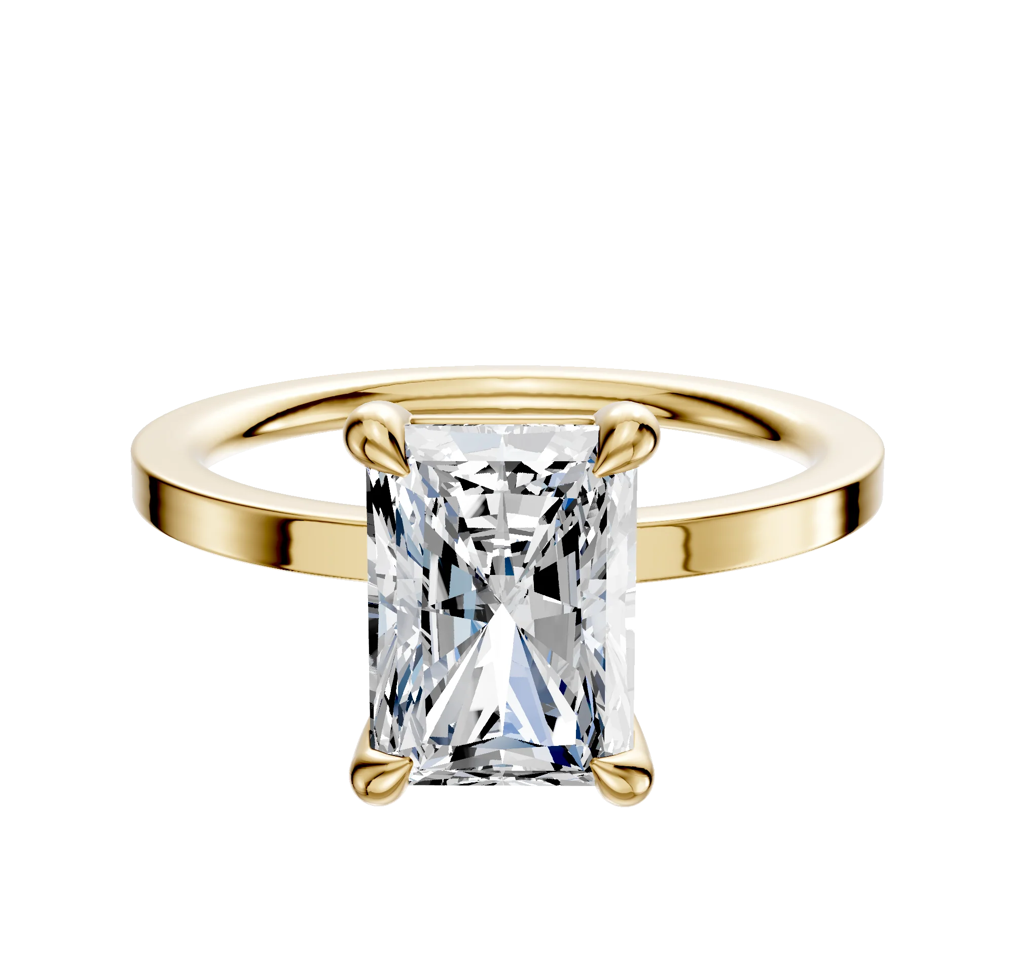 18K Yellow Gold 4 Prong Basket Classic Flat 1.5mm Engagement Ring