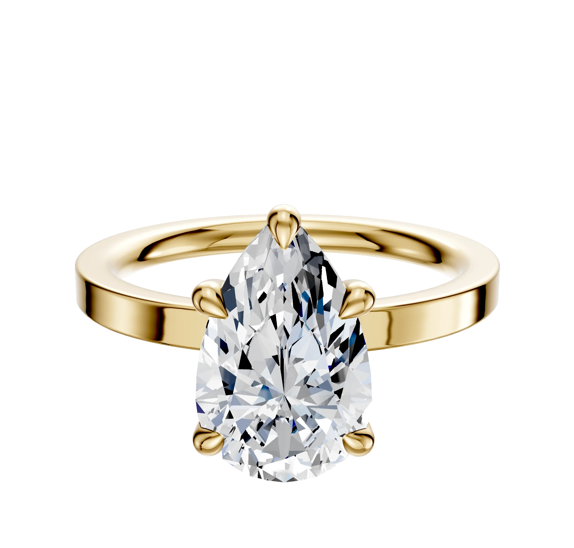 18K Yellow Gold 4 Prong Basket Classic Flat 2.0mm Engagement Ring