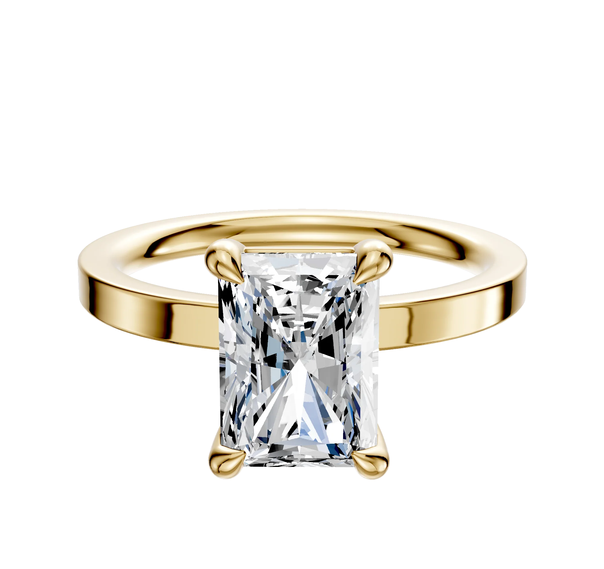18K Yellow Gold 4 Prong Basket Classic Flat 2.0mm Engagement Ring