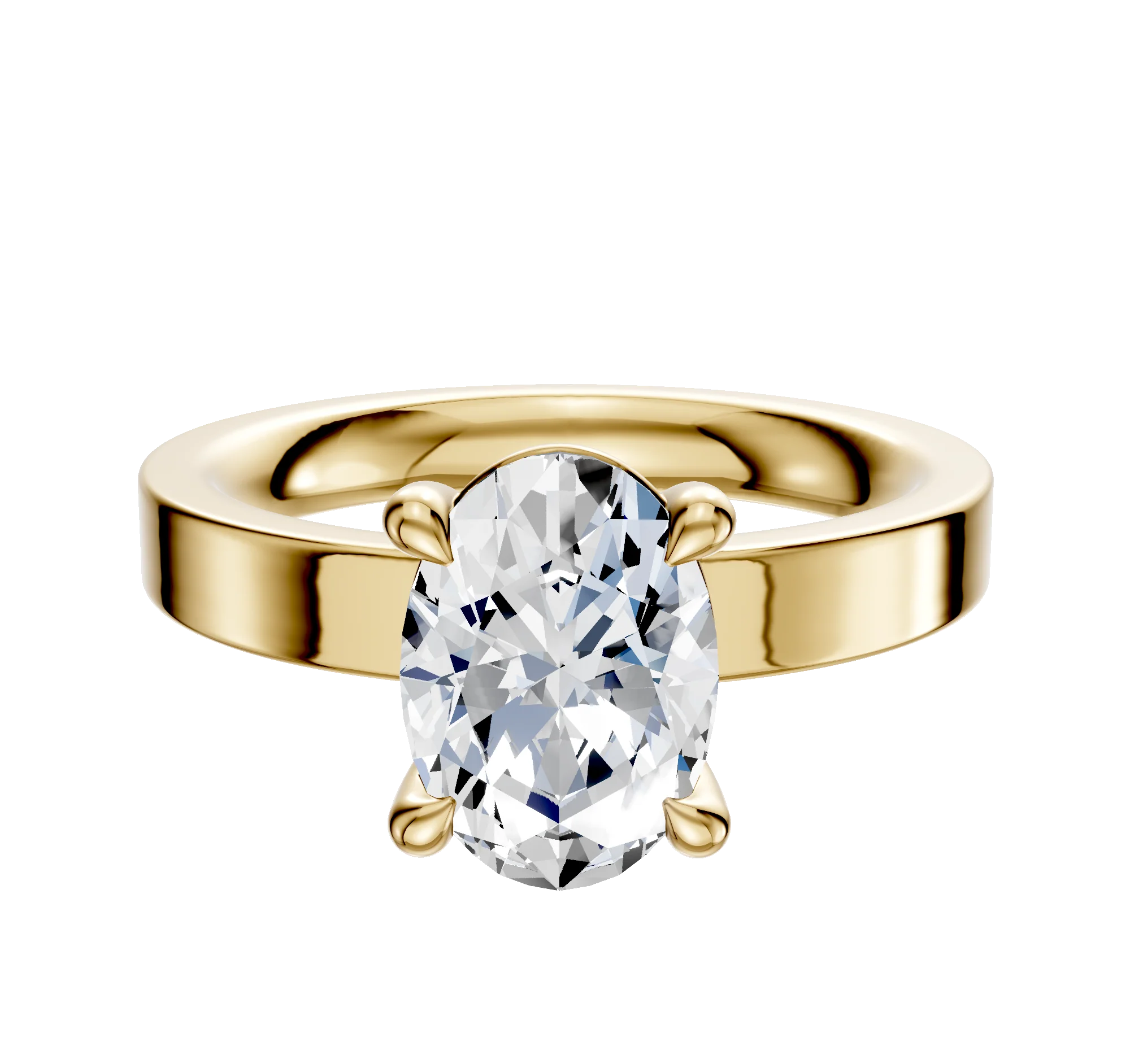 18K Yellow Gold 4 Prong Basket Classic Flat 3.0mm Engagement Ring