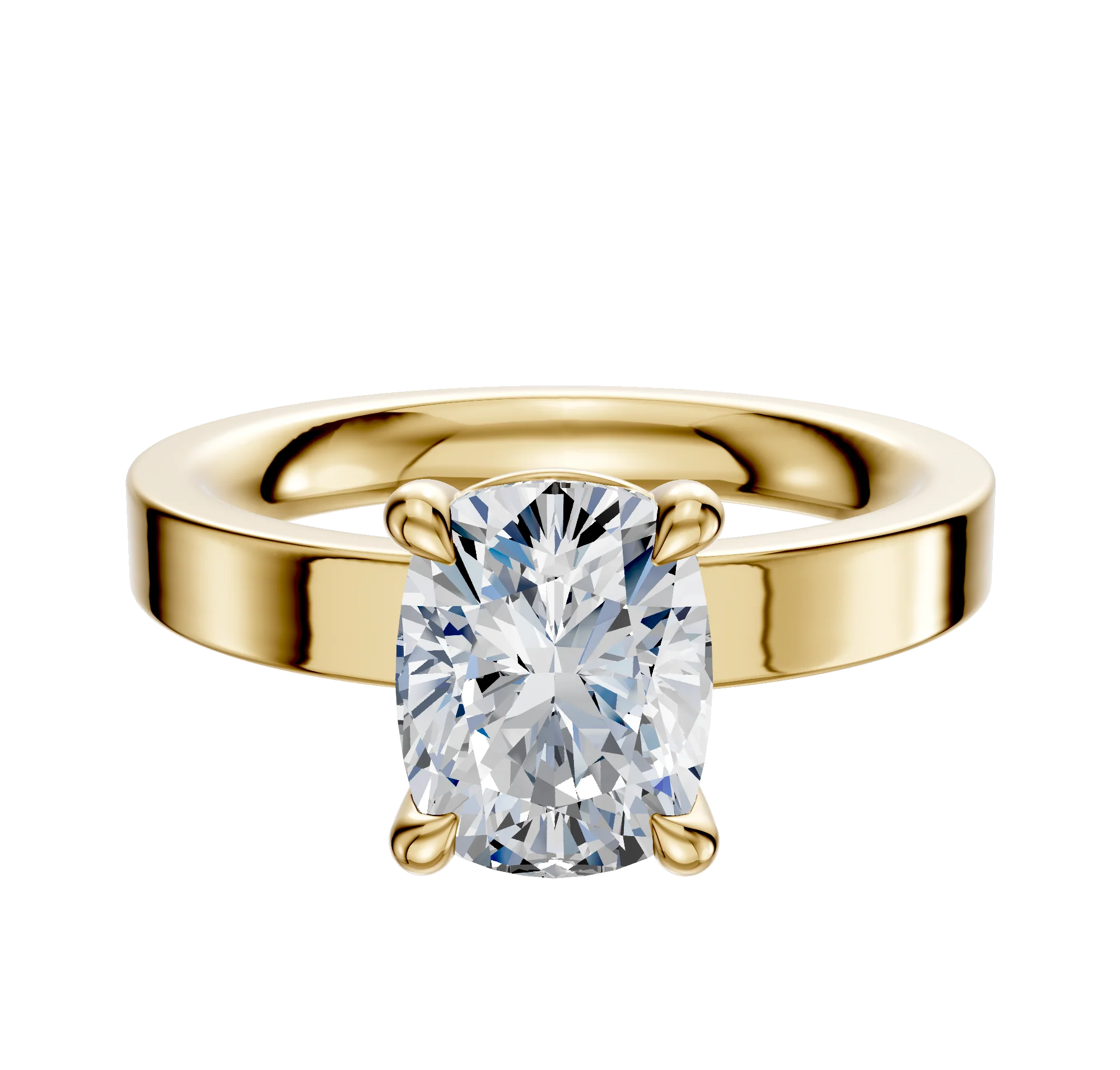 18K Yellow Gold 4 Prong Basket Classic Flat 3.0mm Engagement Ring