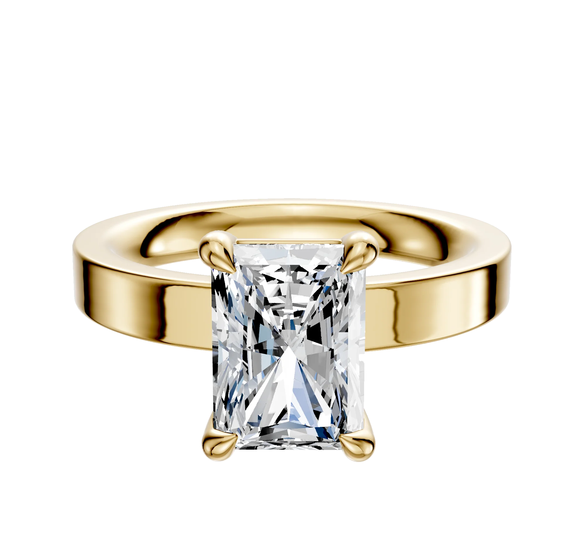 18K Yellow Gold 4 Prong Basket Classic Flat 3.0mm Engagement Ring