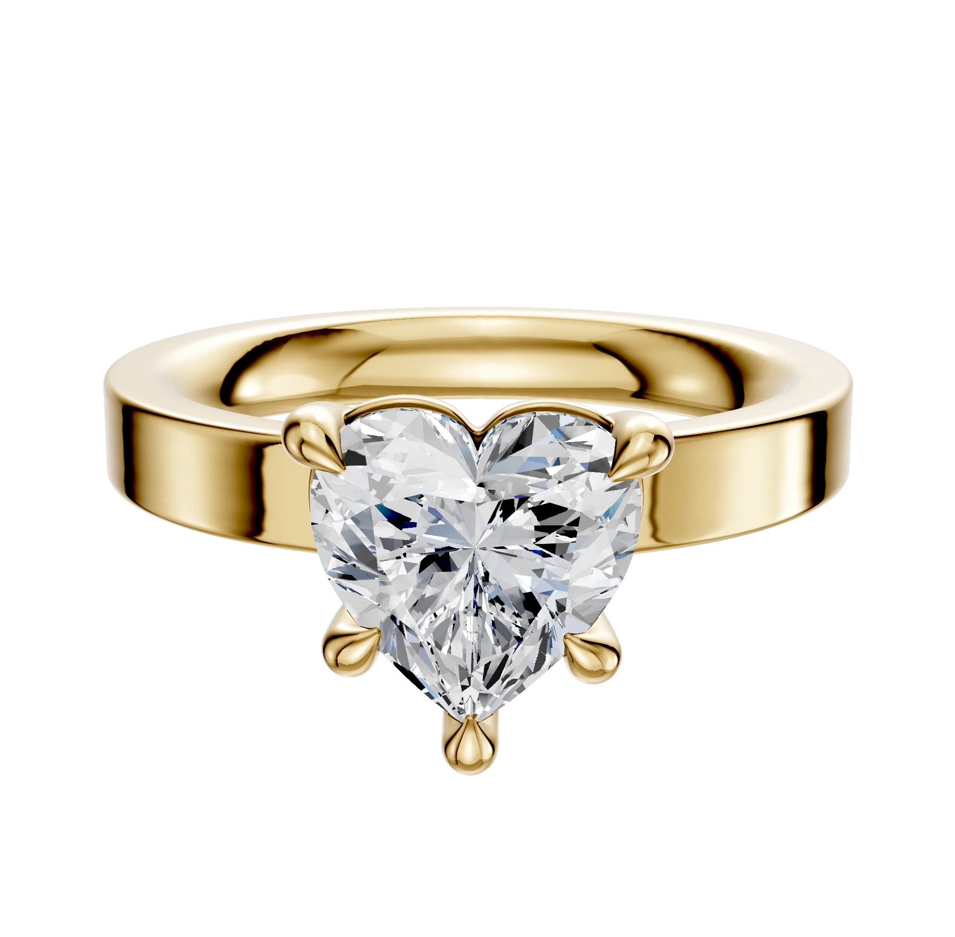 18K Yellow Gold 4 Prong Basket Classic Flat 3.0mm Engagement Ring