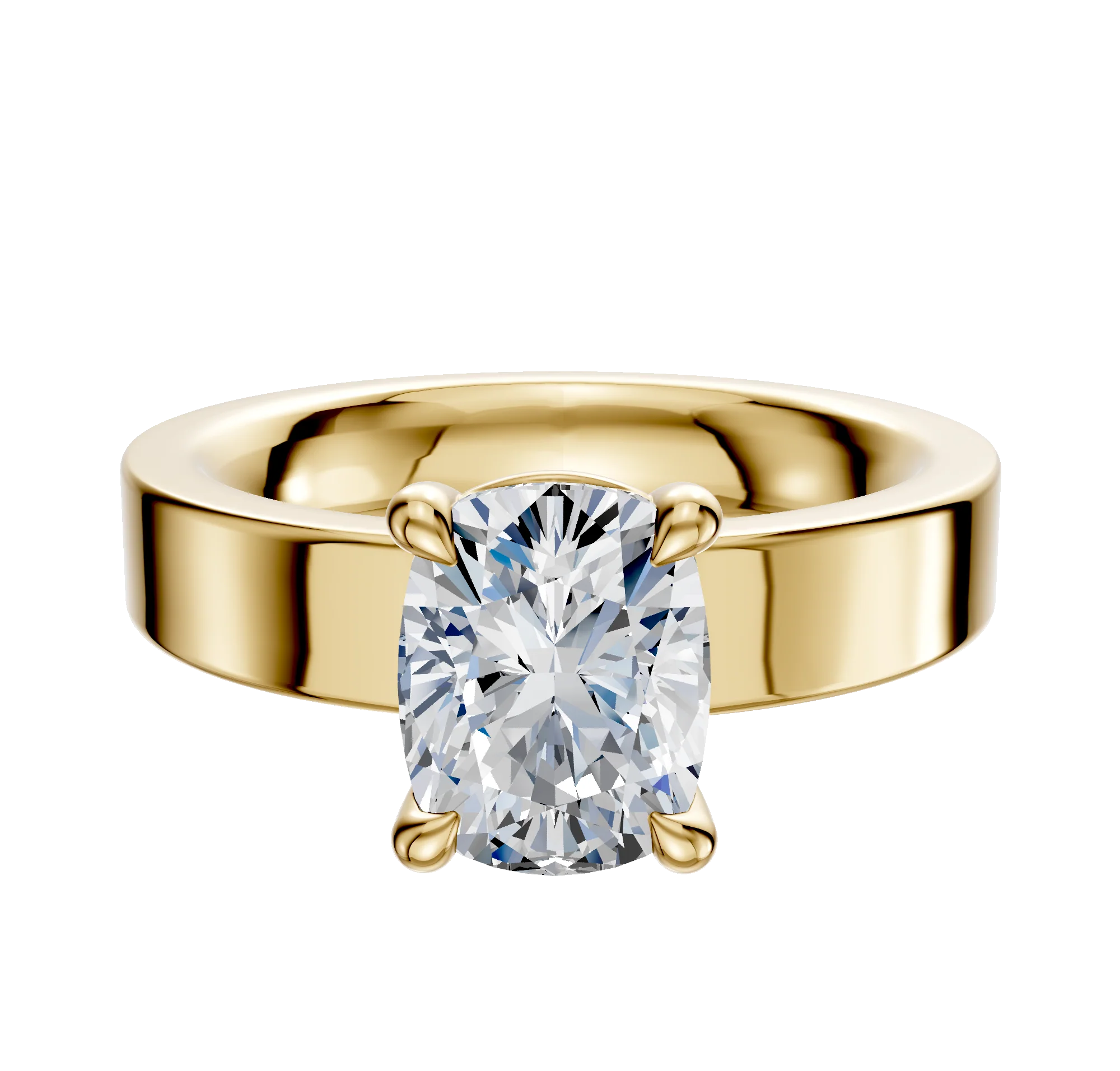 18K Yellow Gold 4 Prong Basket Classic Flat 4.0mm Engagement Ring