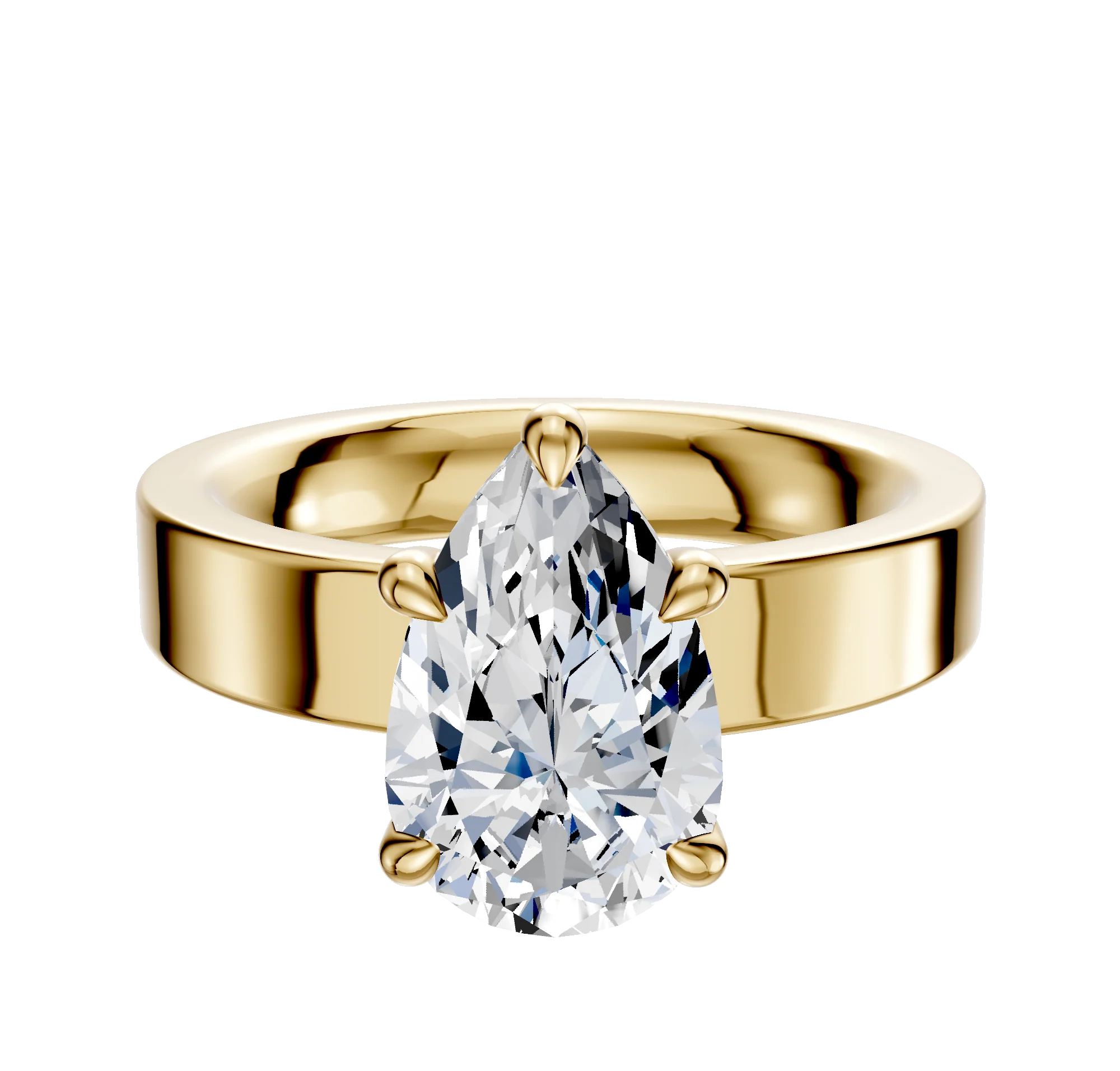 18K Yellow Gold 4 Prong Basket Classic Flat 4.0mm Engagement Ring