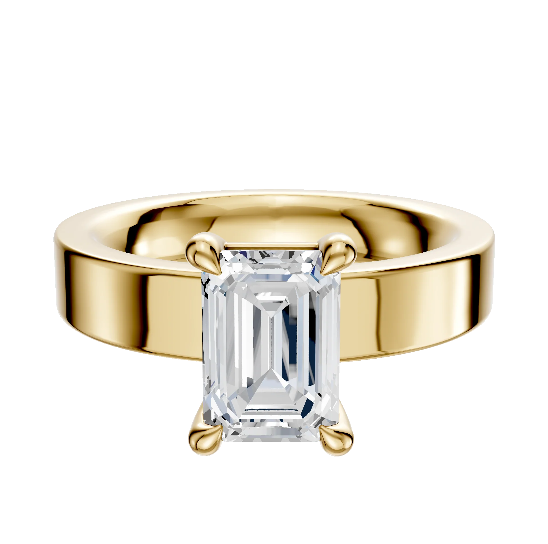 18K Yellow Gold 4 Prong Basket Classic Flat 4.0mm Engagement Ring