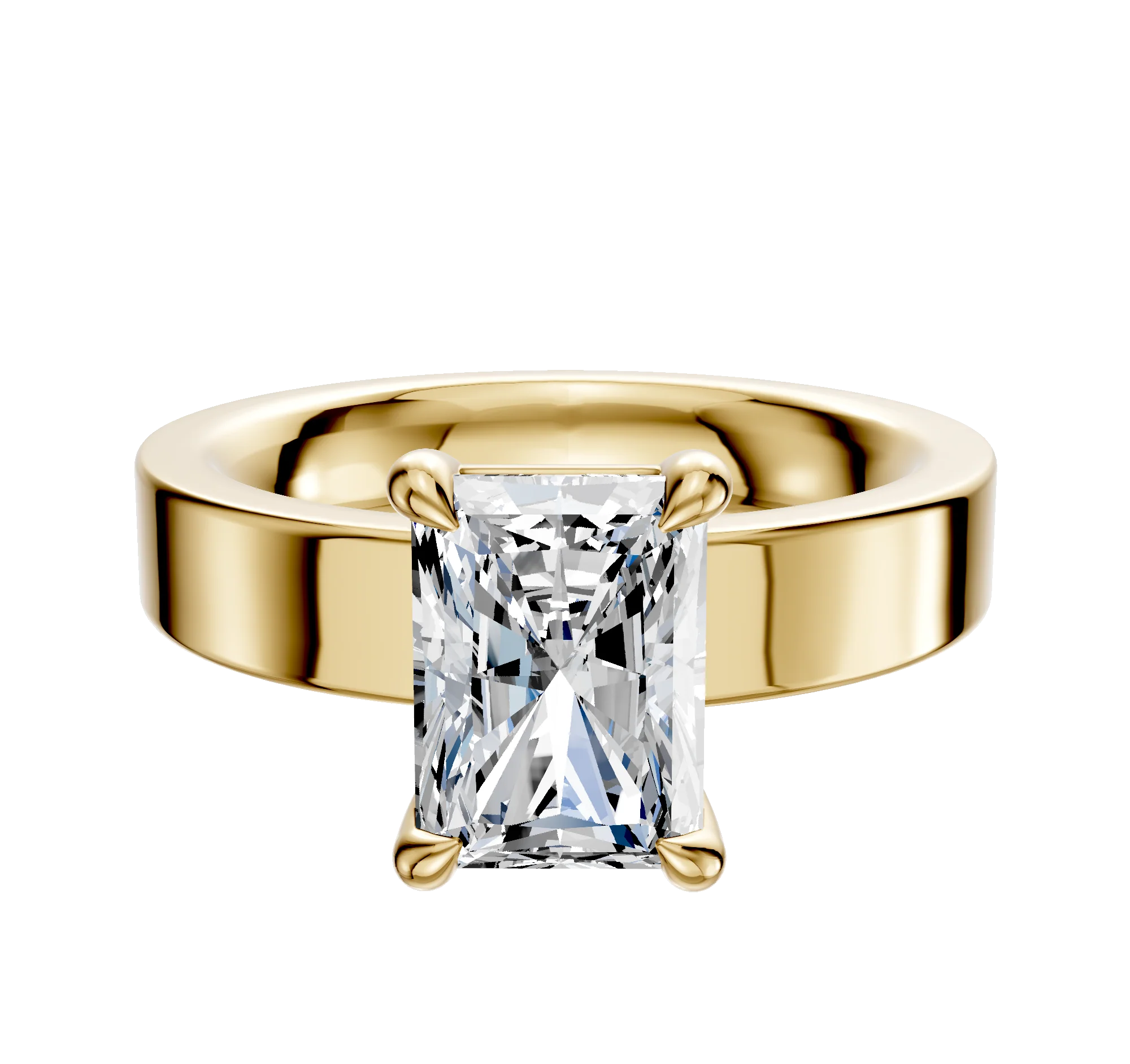 18K Yellow Gold 4 Prong Basket Classic Flat 4.0mm Engagement Ring