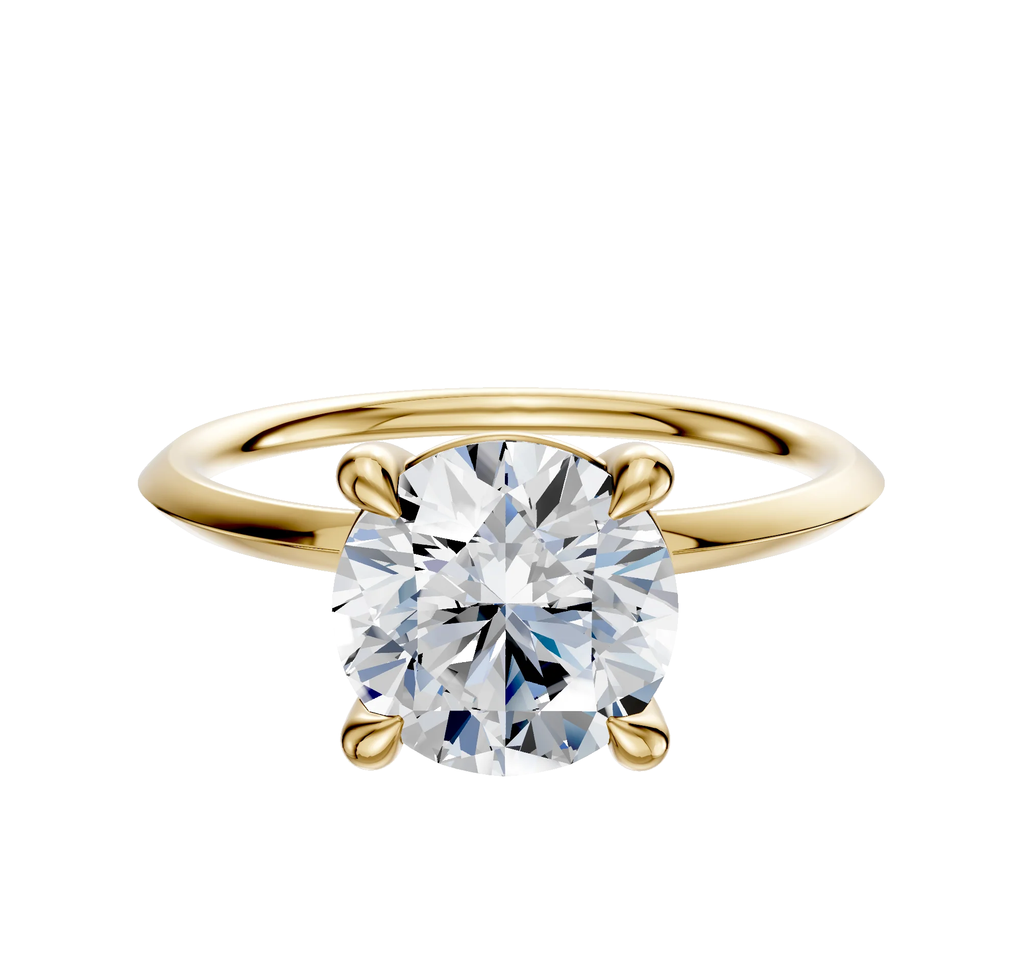 18K Yellow Gold 4 Prong Basket Classic Knife Edge 1.5mm Engagement Ring