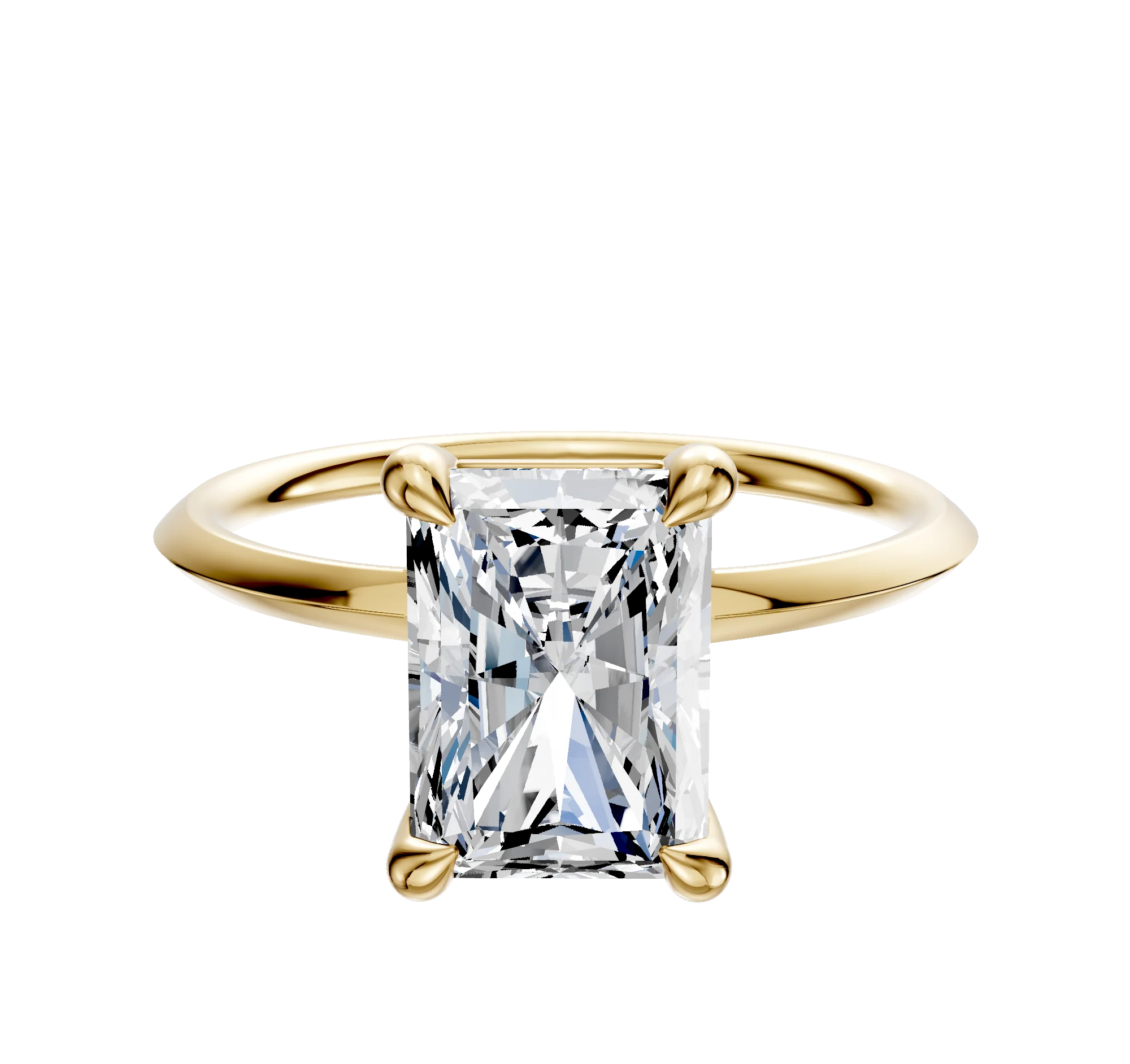 18K Yellow Gold 4 Prong Basket Classic Knife Edge 1.5mm Engagement Ring