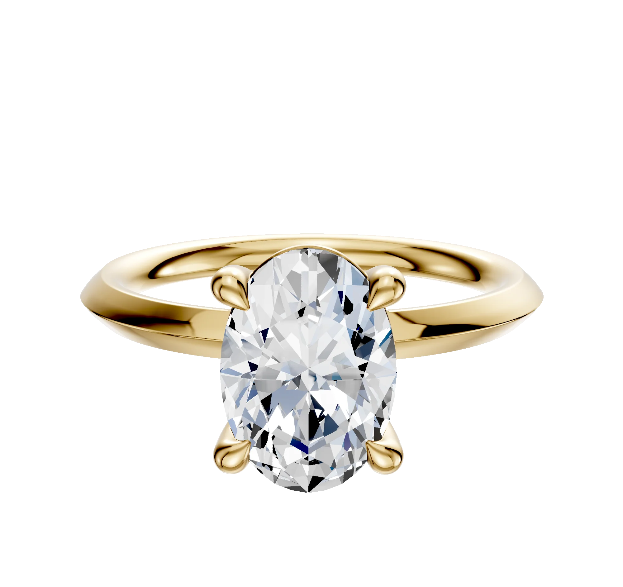 18K Yellow Gold 4 Prong Basket Classic Knife Edge 2.0mm Engagement Ring