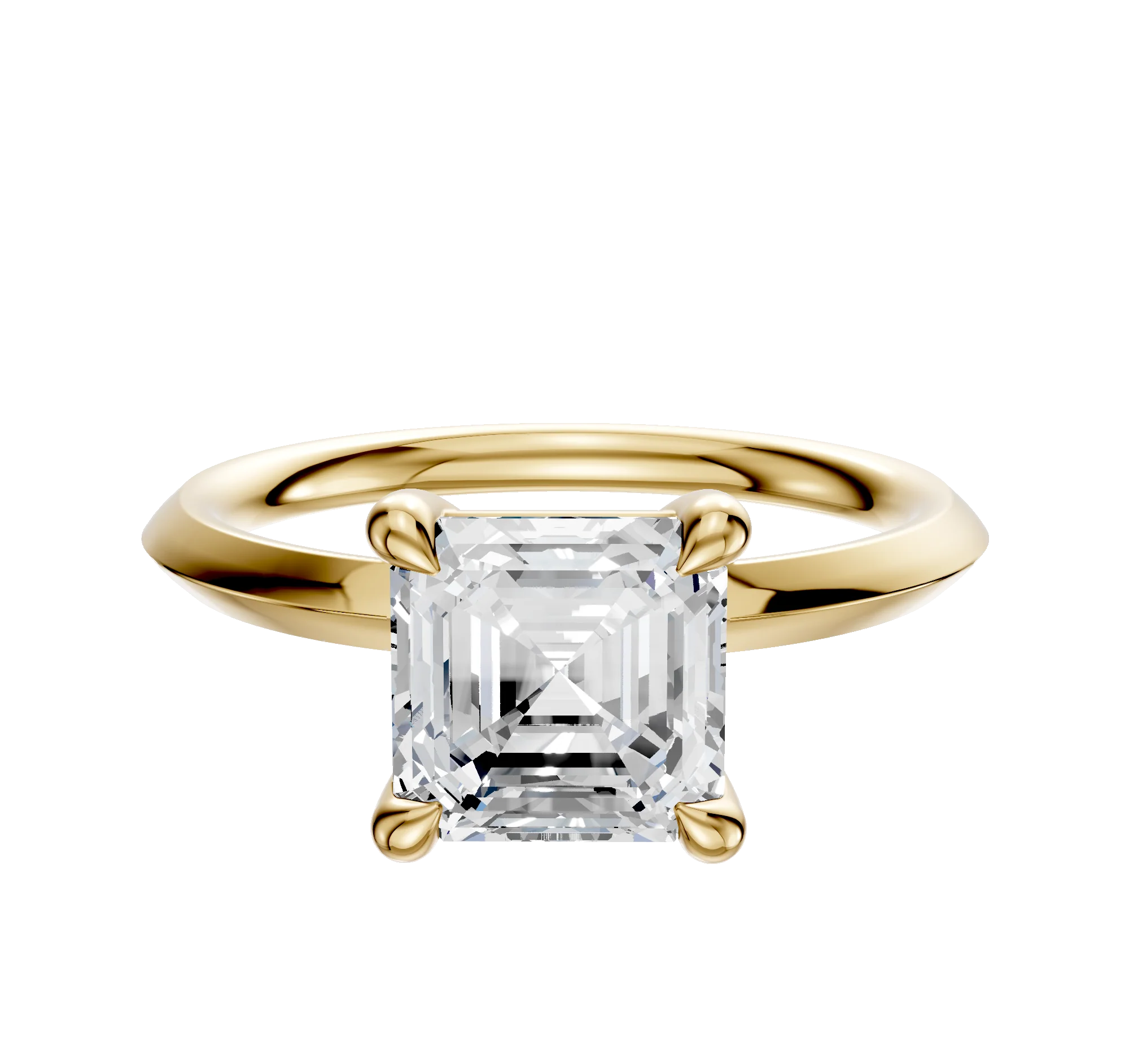 18K Yellow Gold 4 Prong Basket Classic Knife Edge 2.0mm Engagement Ring