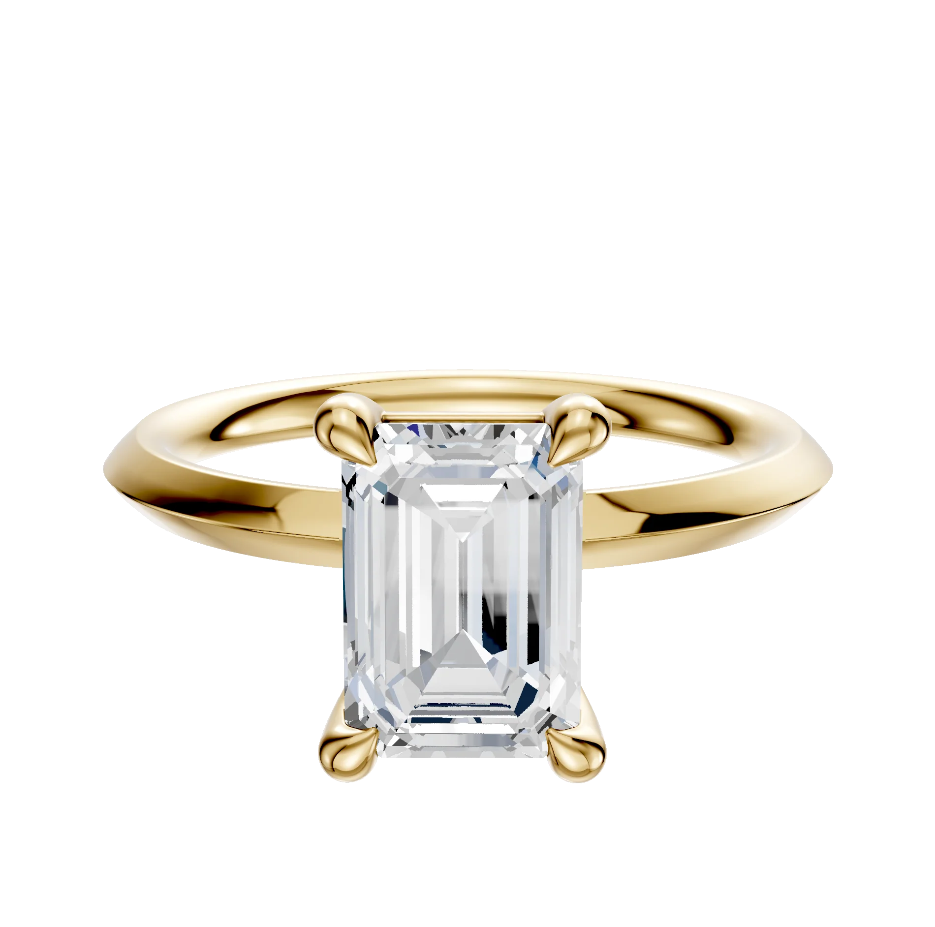 18K Yellow Gold 4 Prong Basket Classic Knife Edge 2.0mm Engagement Ring