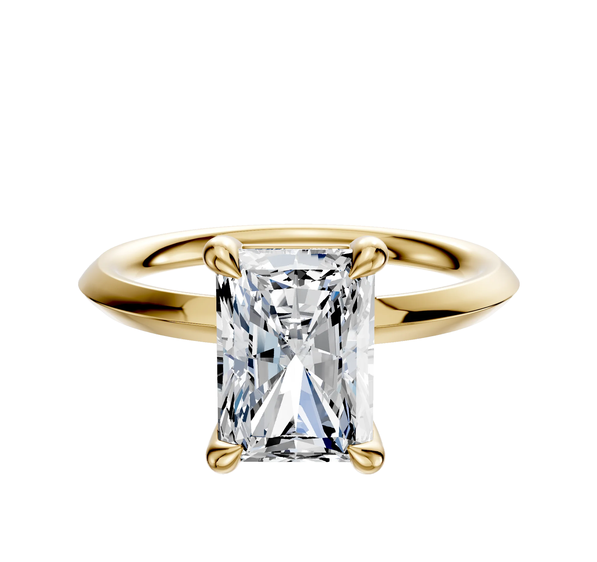 18K Yellow Gold 4 Prong Basket Classic Knife Edge 2.0mm Engagement Ring