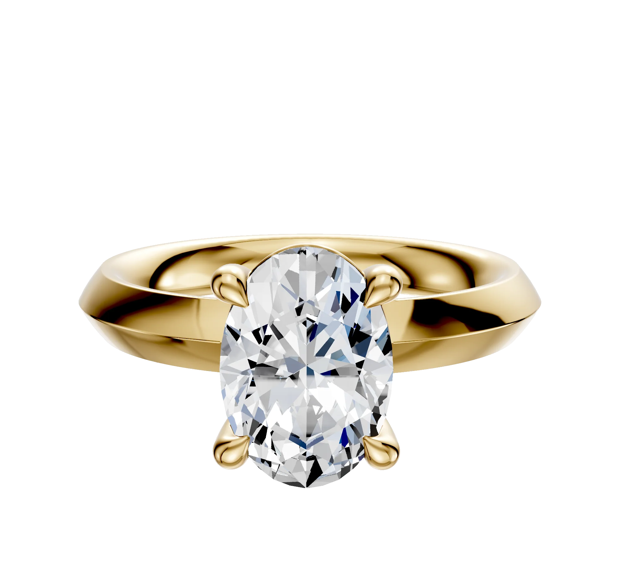 18K Yellow Gold 4 Prong Basket Classic Knife Edge 3.0mm Engagement Ring